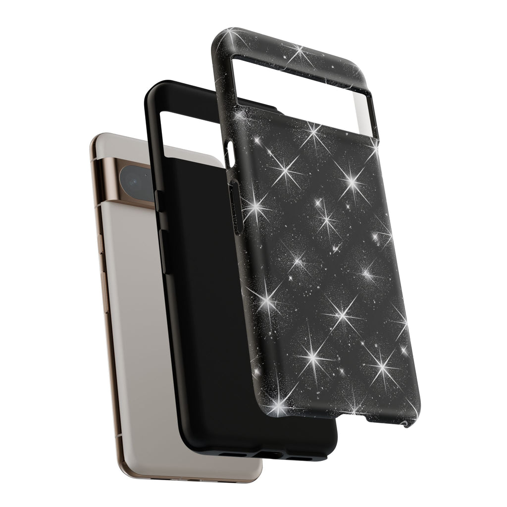 Galaxy Sparkle Tough Phone Case — Black Starfield Protective Cover