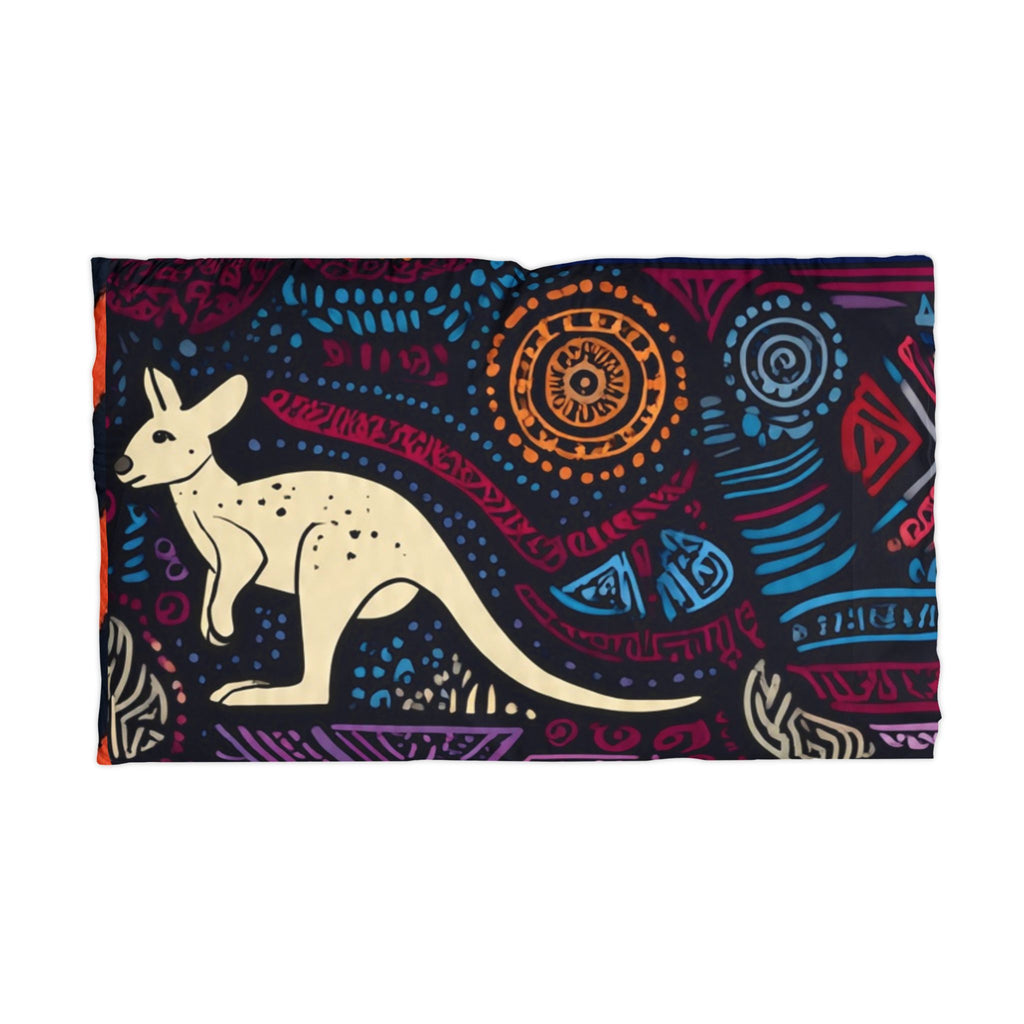 Kangaroo Dot Art Microfiber Pillowcase — Australian Flag Motif