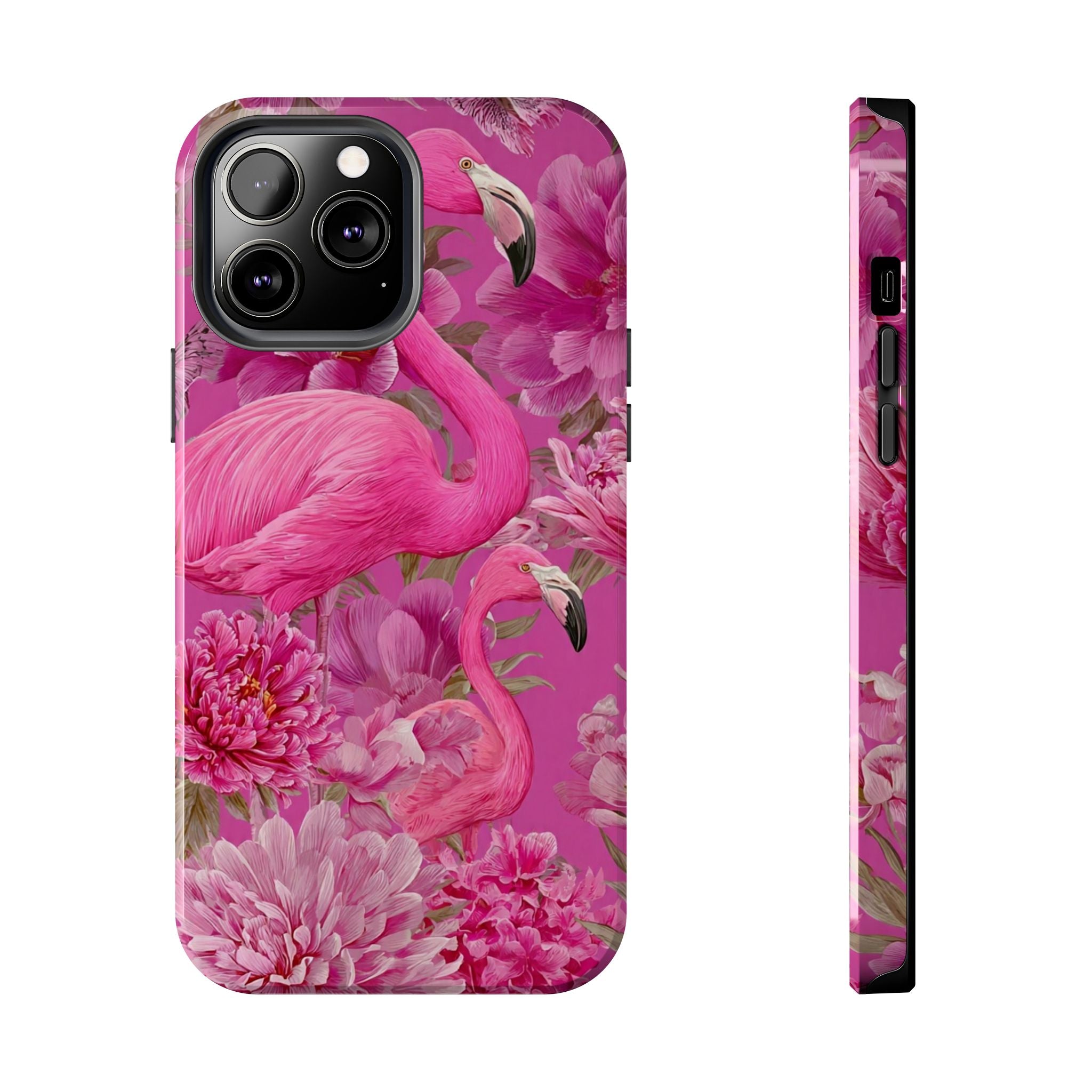 Pink Flamingo Floral Tough Phone Case — Protective iPhone Cover