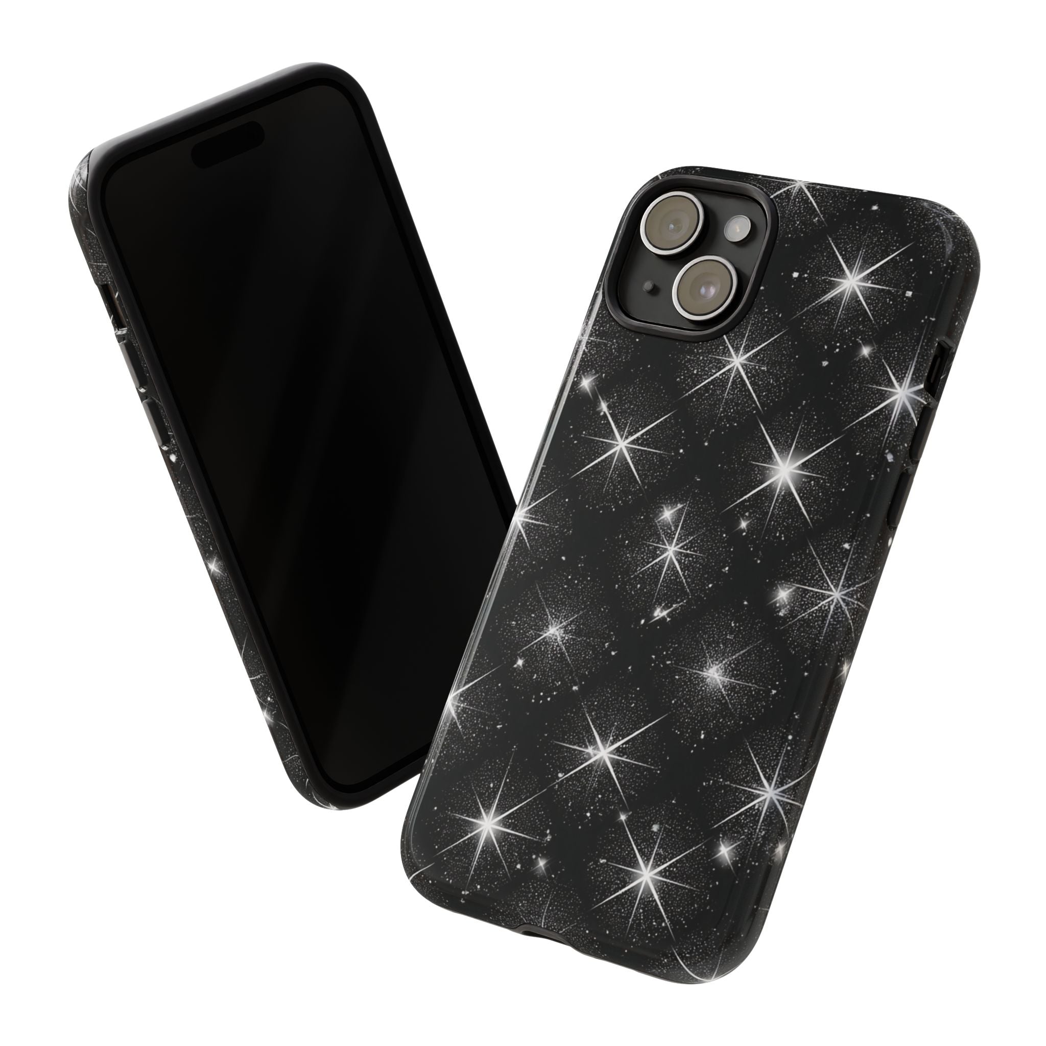 Galaxy Sparkle Tough Phone Case — Black Starfield Protective Cover