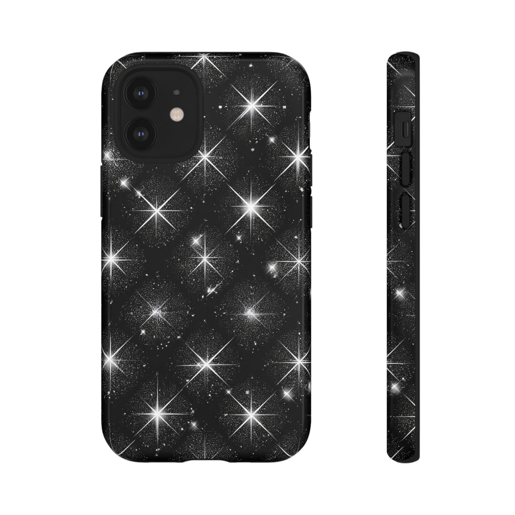 Galaxy Sparkle Tough Phone Case — Black Starfield Protective Cover