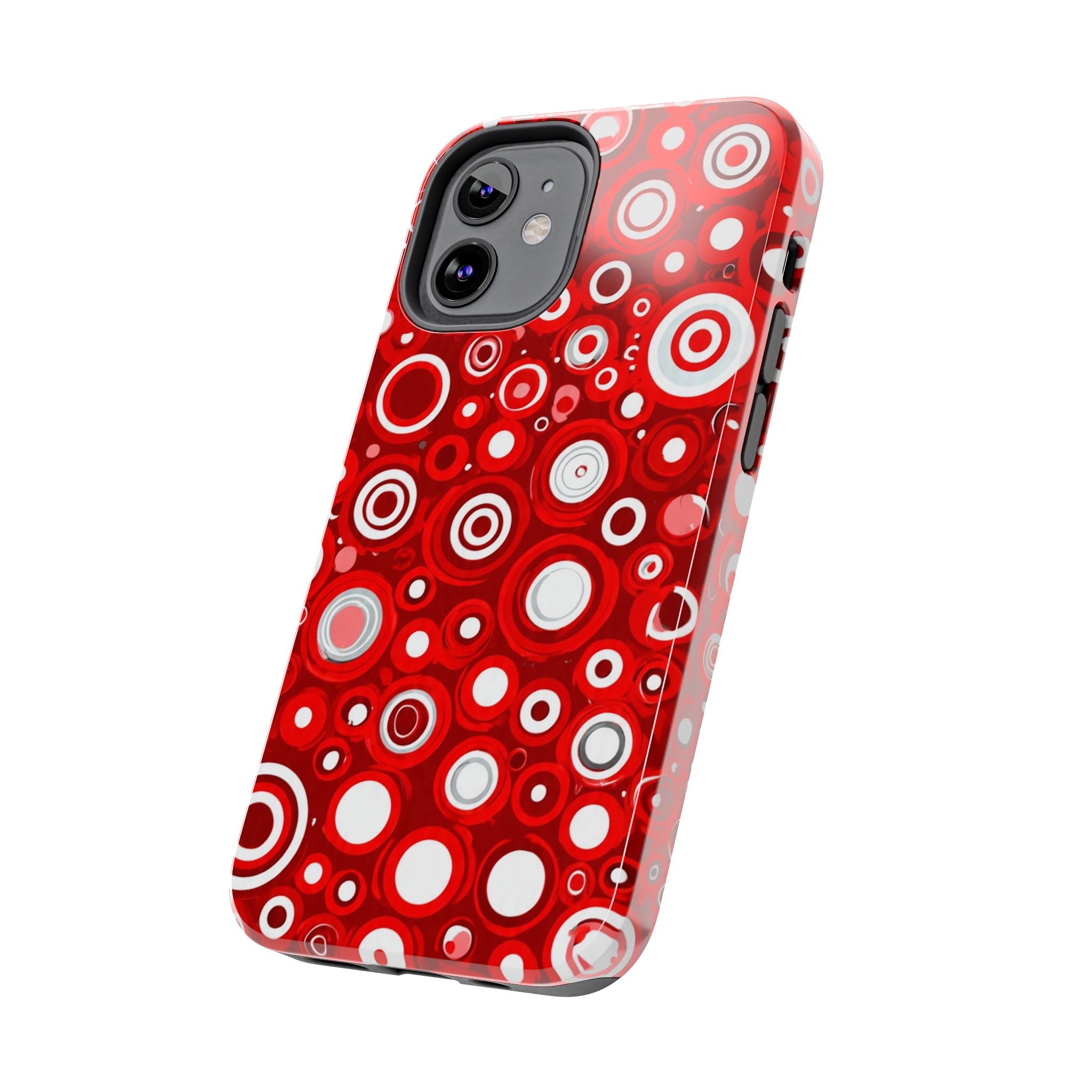Red Retro Circles Tough Phone Case — Durable Shockproof Protective Cover