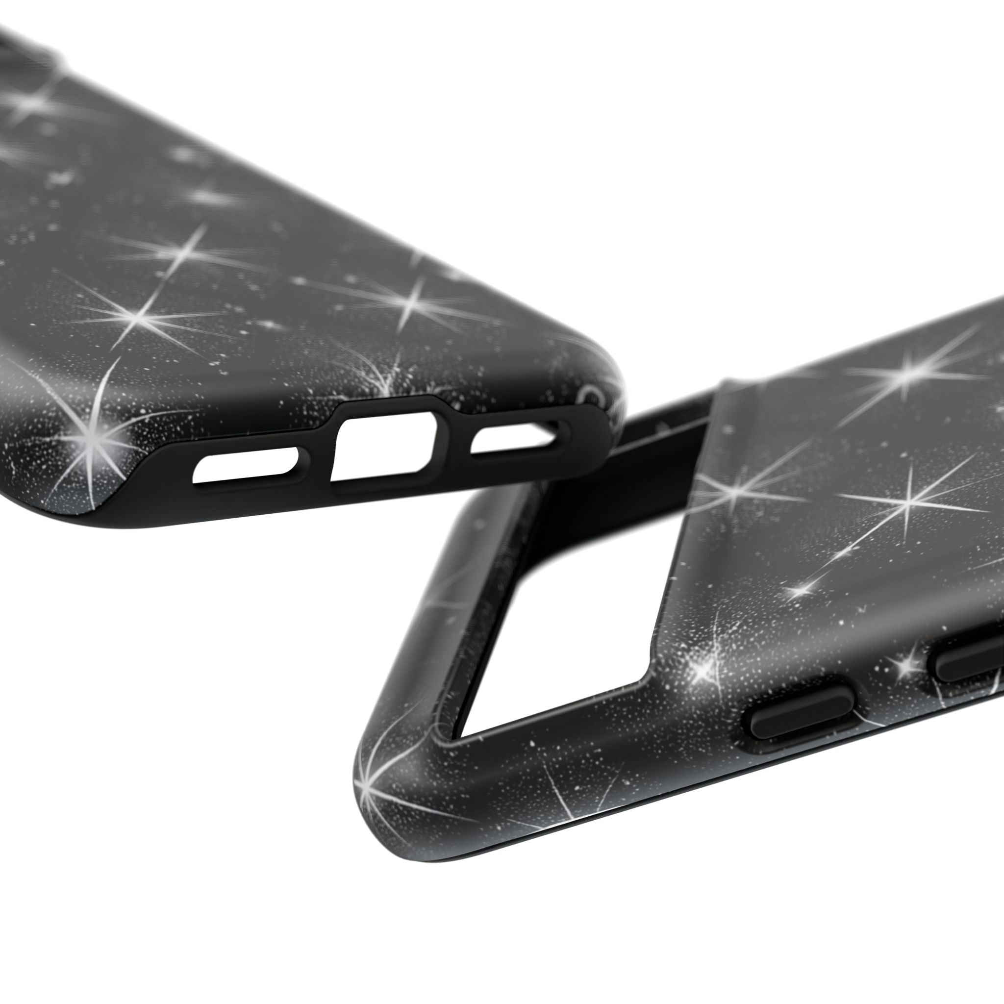 Galaxy Sparkle Tough Phone Case — Black Starfield Protective Cover
