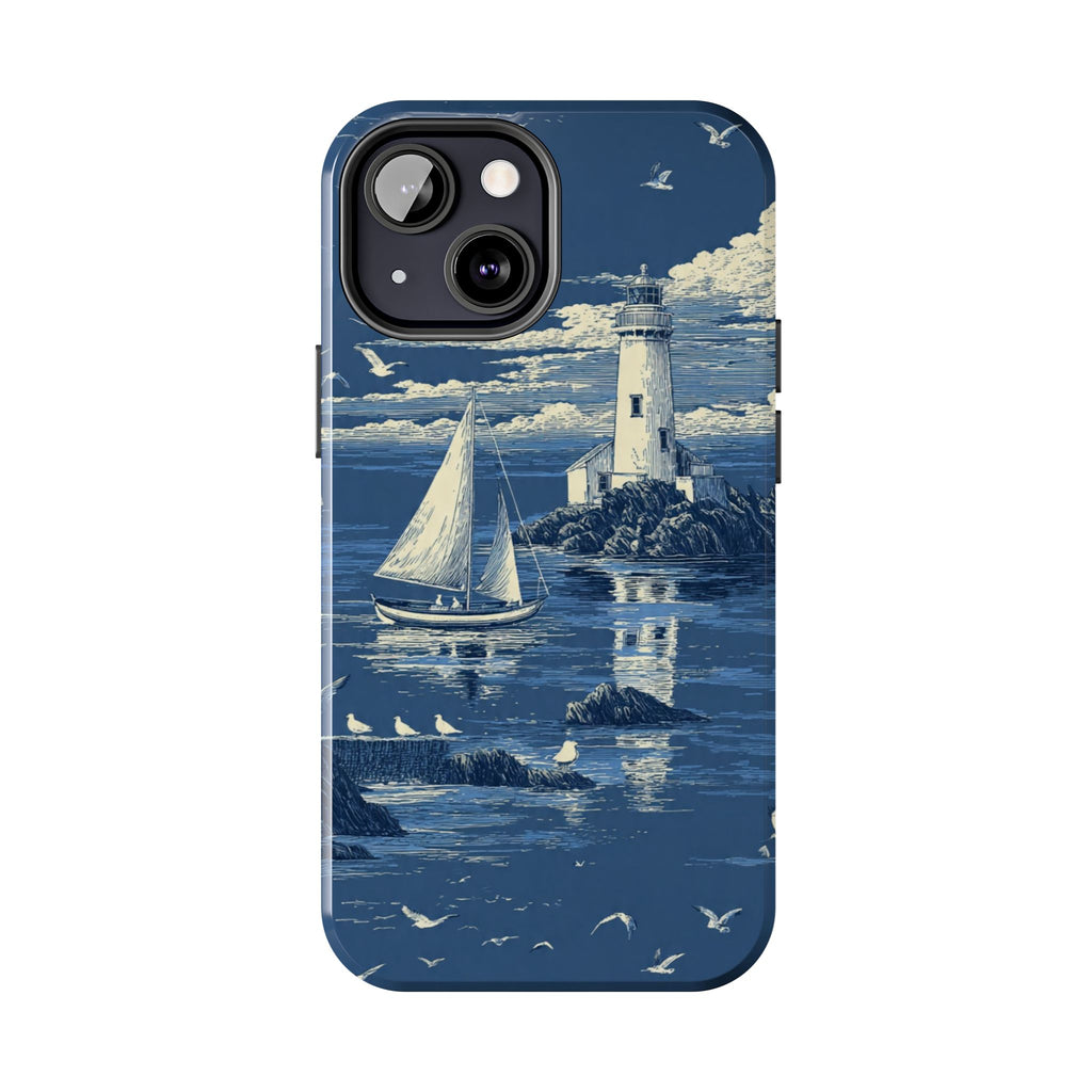 Swan Lake Tough Phone Case — Blue Vintage Swan Design, Durable Protective Cover