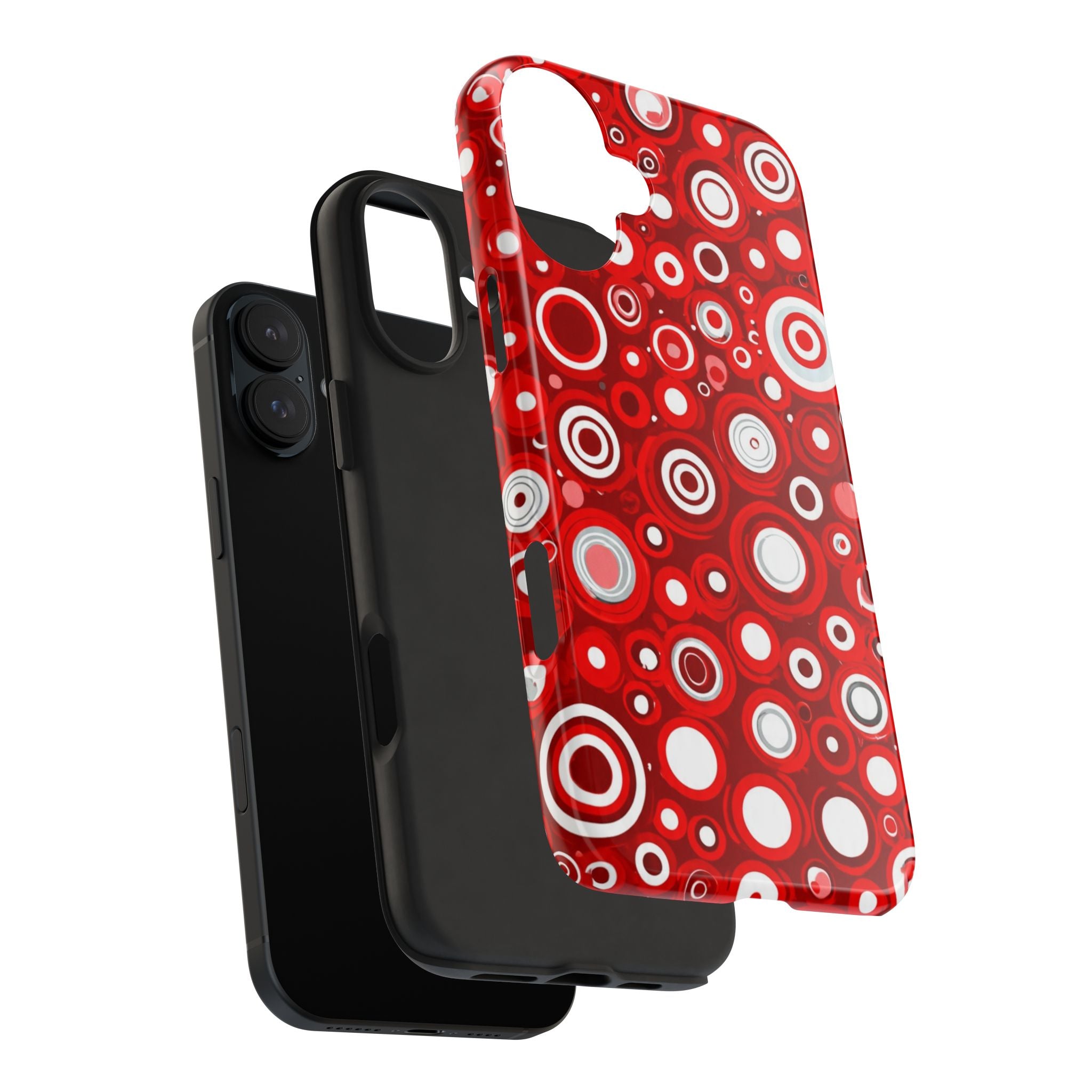 Red Retro Circles Tough Phone Case — Durable Shockproof Protective Cover