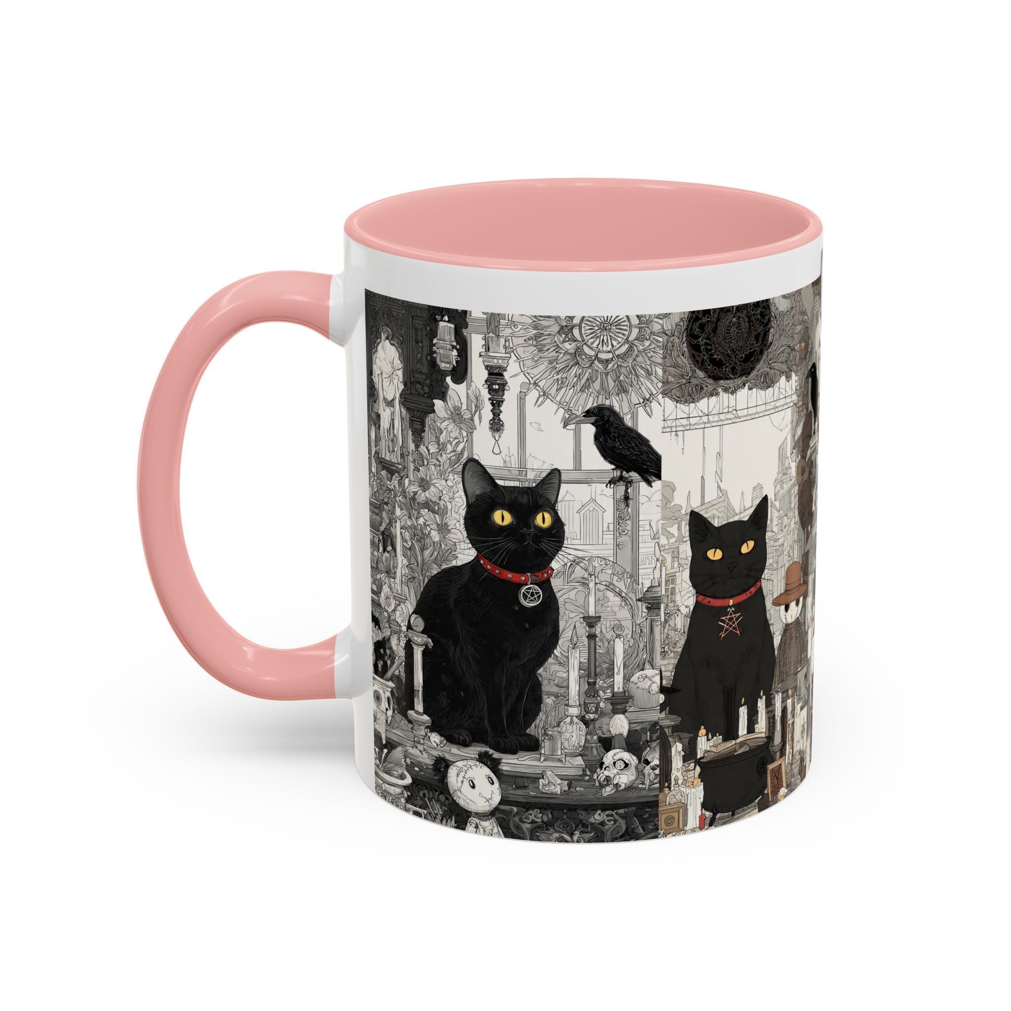 Black Cat Vintage Street Art Coffee Mug — 11/15oz Accent Ceramic