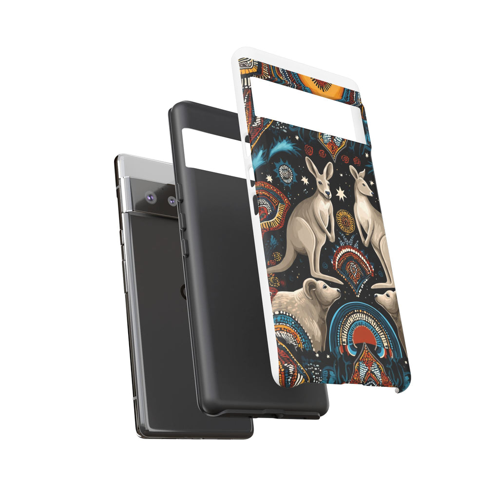 Kangaroo & Boomerang Tough Phone Case — Australian Wildlife Pattern