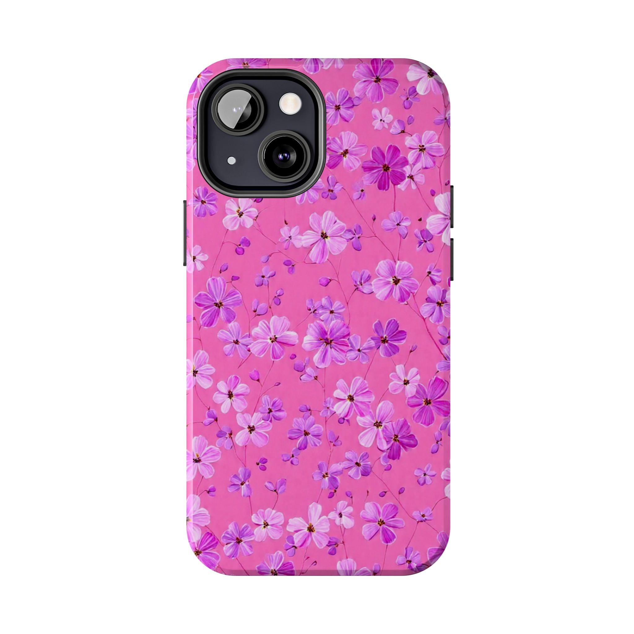 Pink Floral Tough Phone Case — Cute Purple Blossom Protective Cover