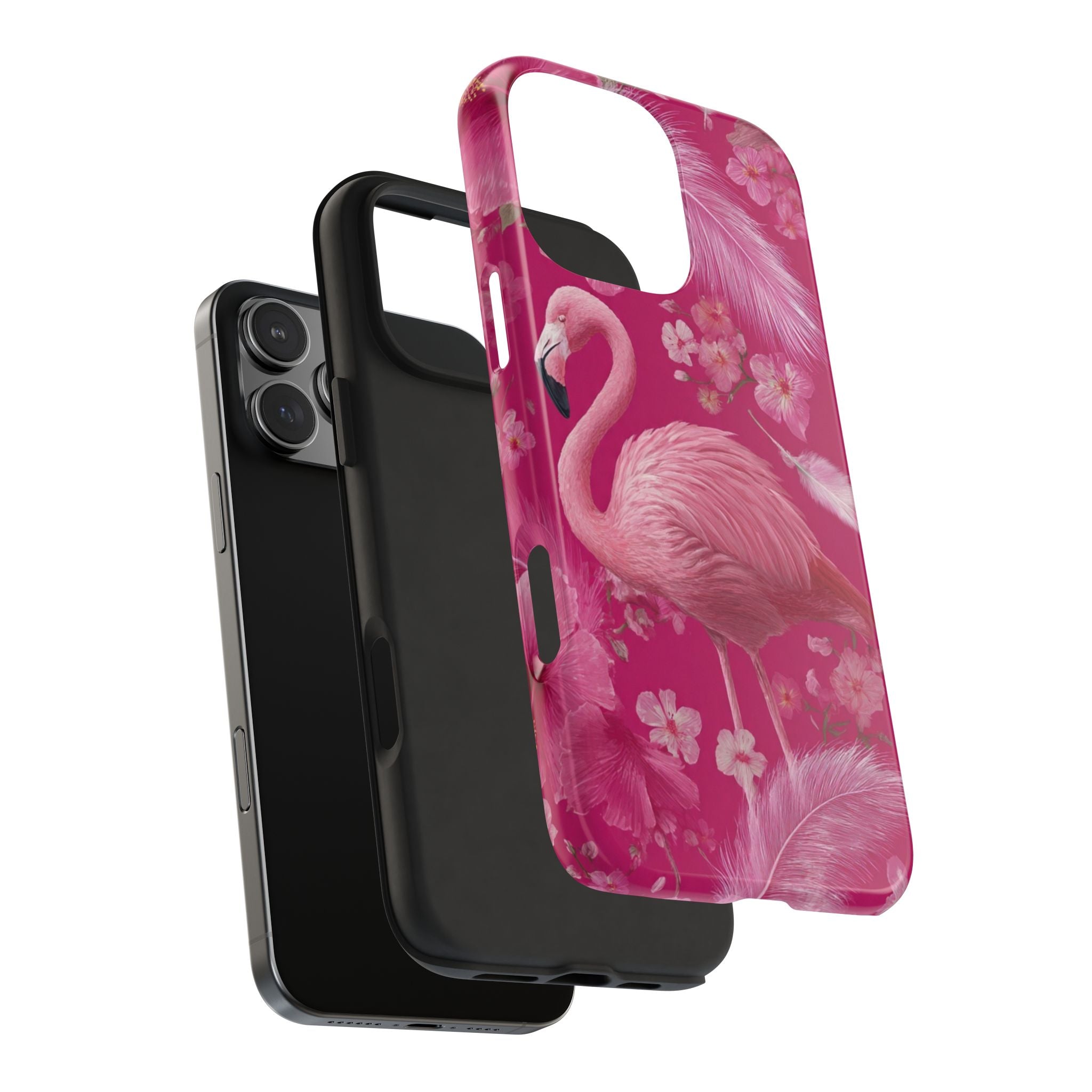 Flamingo Floral Tough Phone Case — Pink Tropical Feather Design