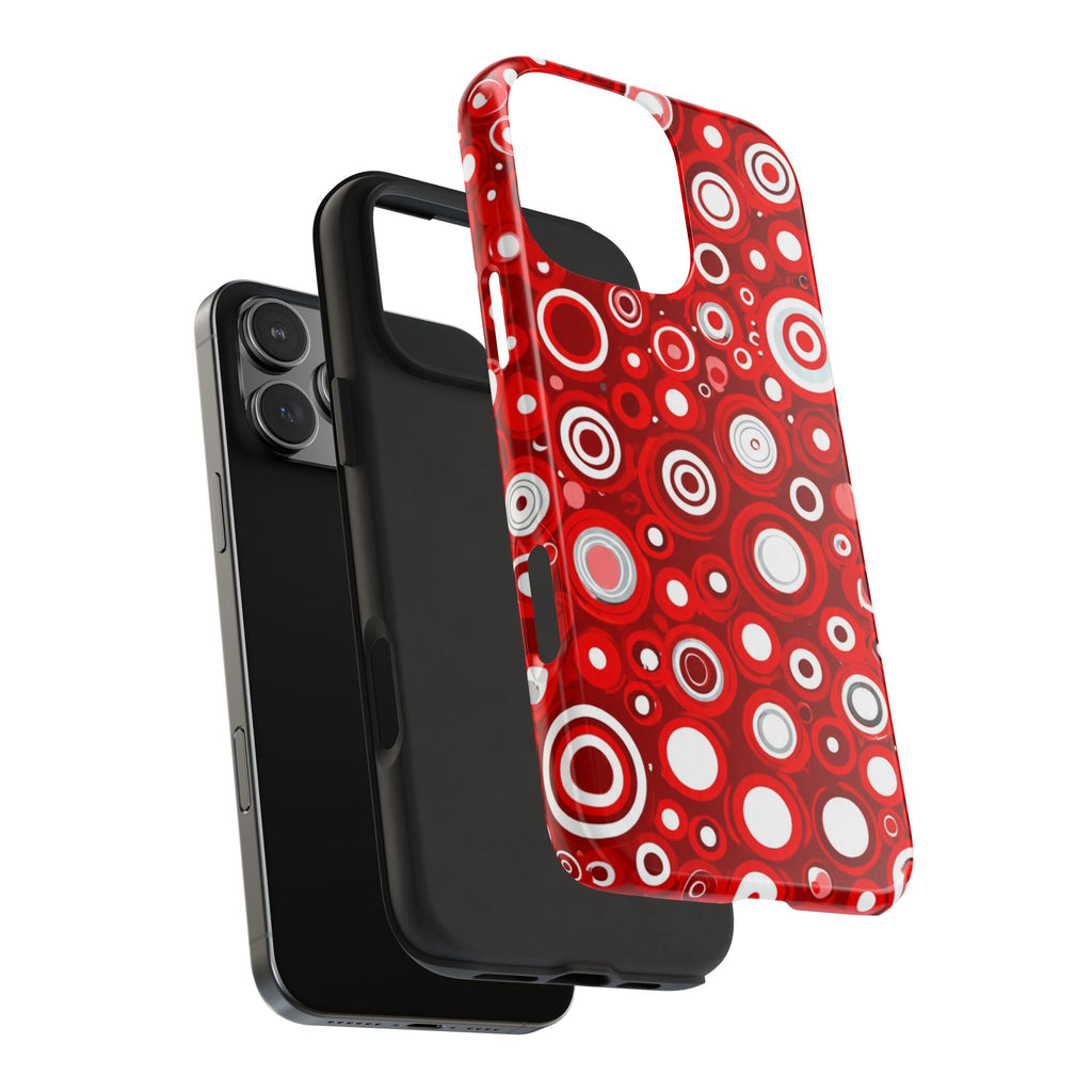 Red Retro Circles Tough Phone Case — Durable Shockproof Protective Cover