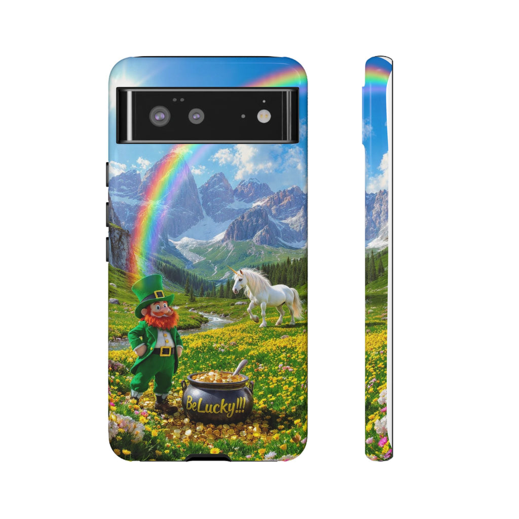 Lucky Leprechaun & Unicorn Phone Case — Rainbow Pot of Gold Protective Cover