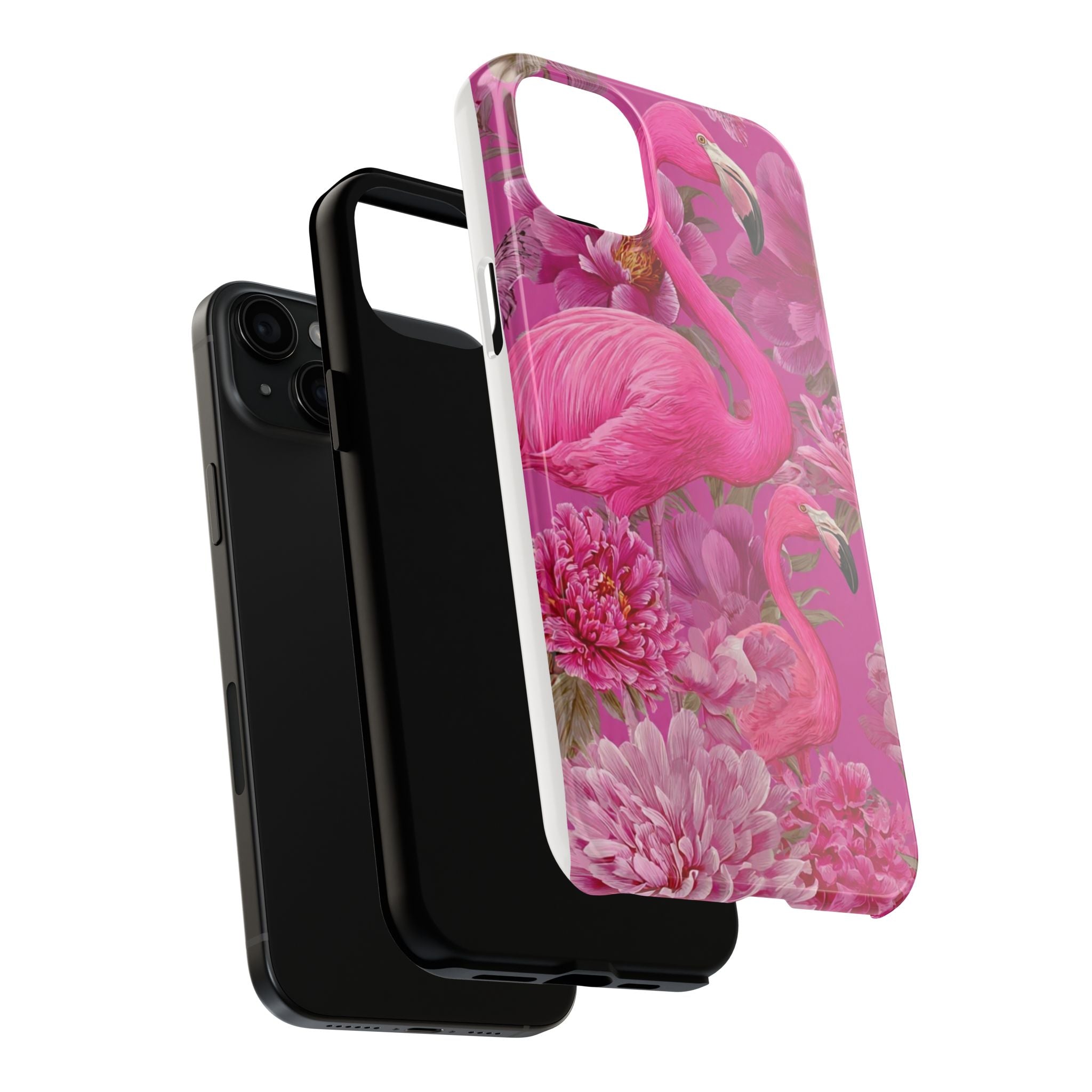 Pink Flamingo Floral Tough Phone Case — Protective iPhone Cover