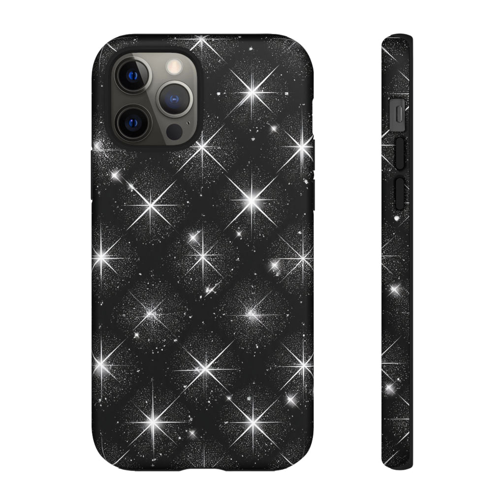 Galaxy Sparkle Tough Phone Case — Black Starfield Protective Cover