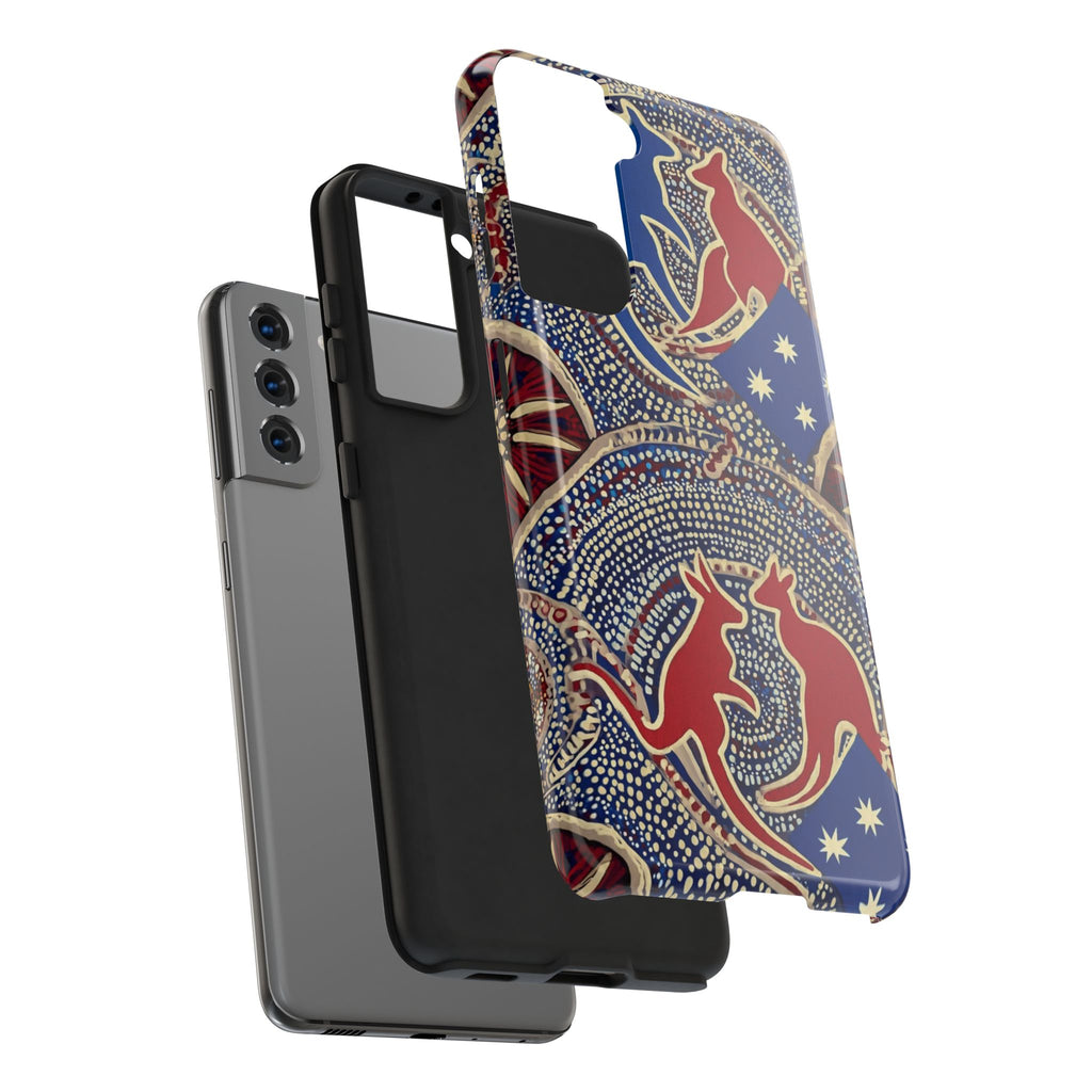Australian Aboriginal Style Kangaroo Tough Phone Case — Patriotic Dot Art Phone Cover