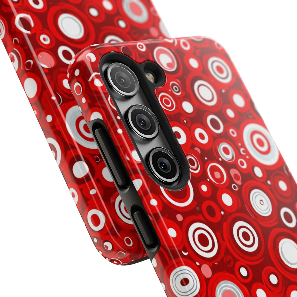 Red Retro Circles Tough Phone Case — Durable Shockproof Protective Cover