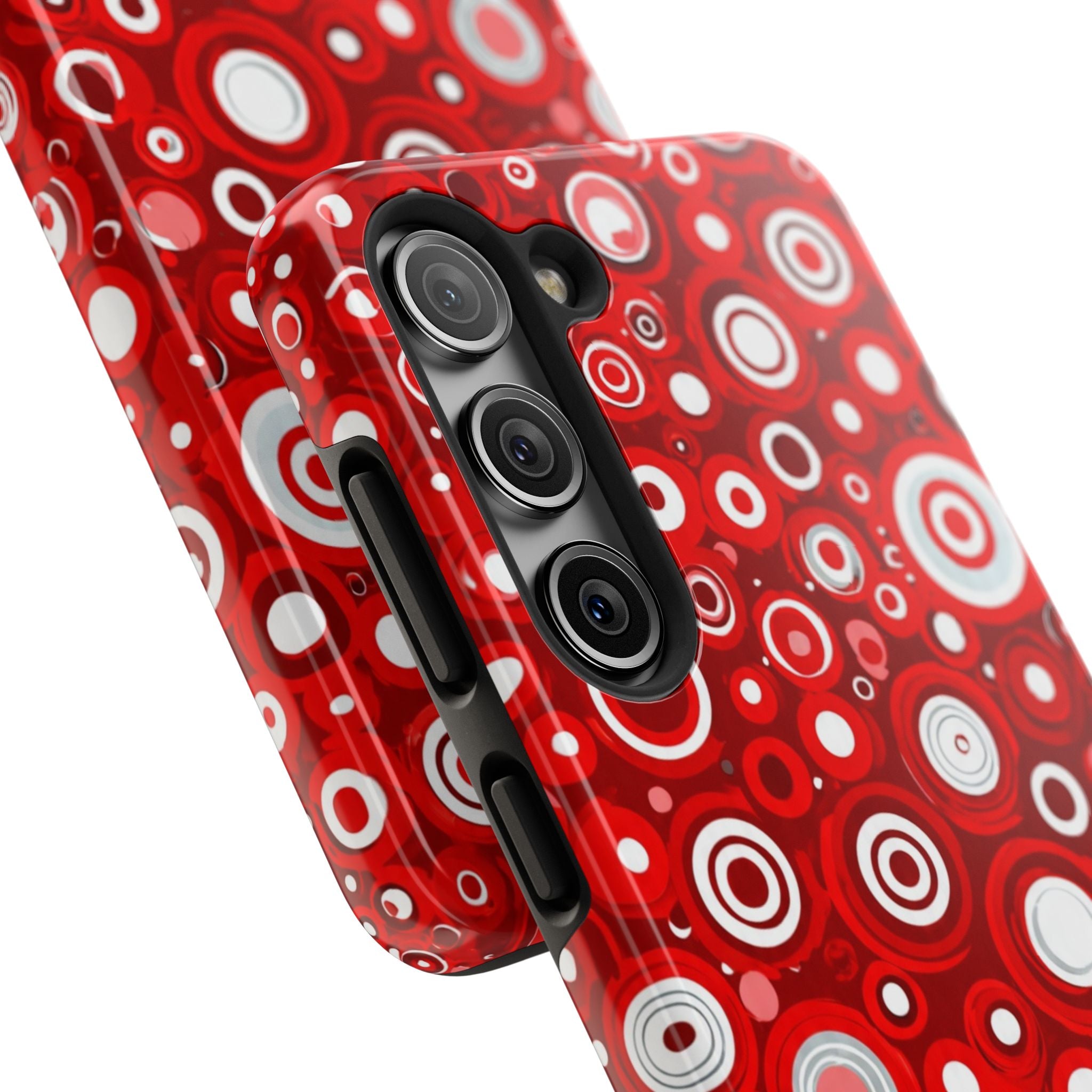 Red Retro Circles Tough Phone Case — Durable Shockproof Protective Cover