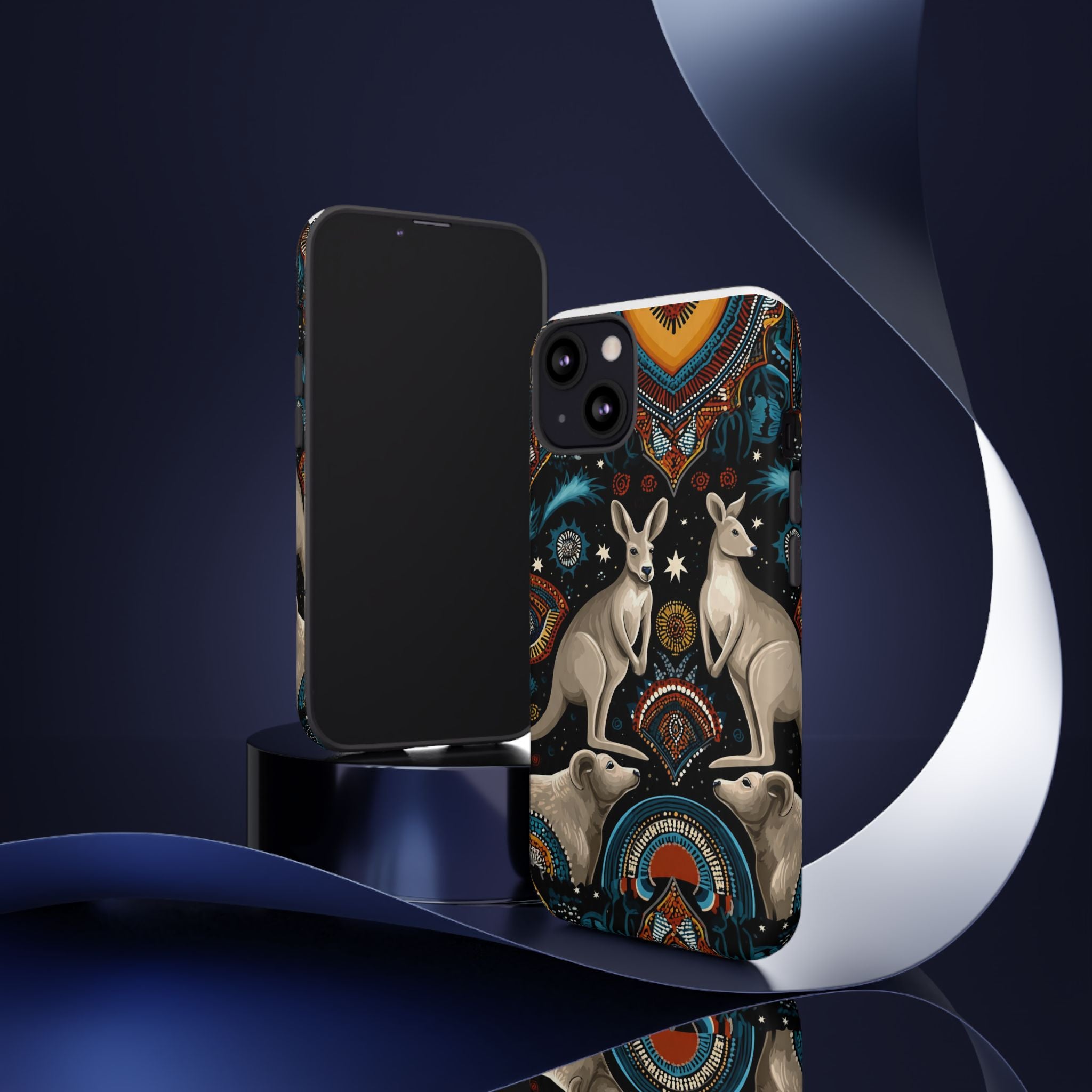 Kangaroo & Boomerang Tough Phone Case — Australian Wildlife Pattern