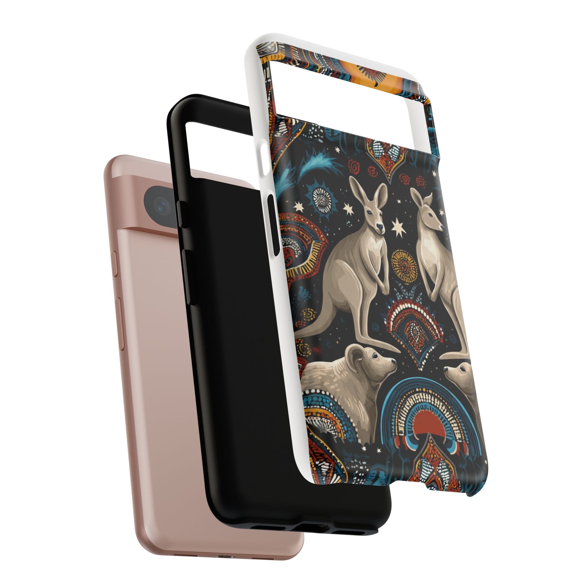 Kangaroo & Boomerang Tough Phone Case — Australian Wildlife Pattern