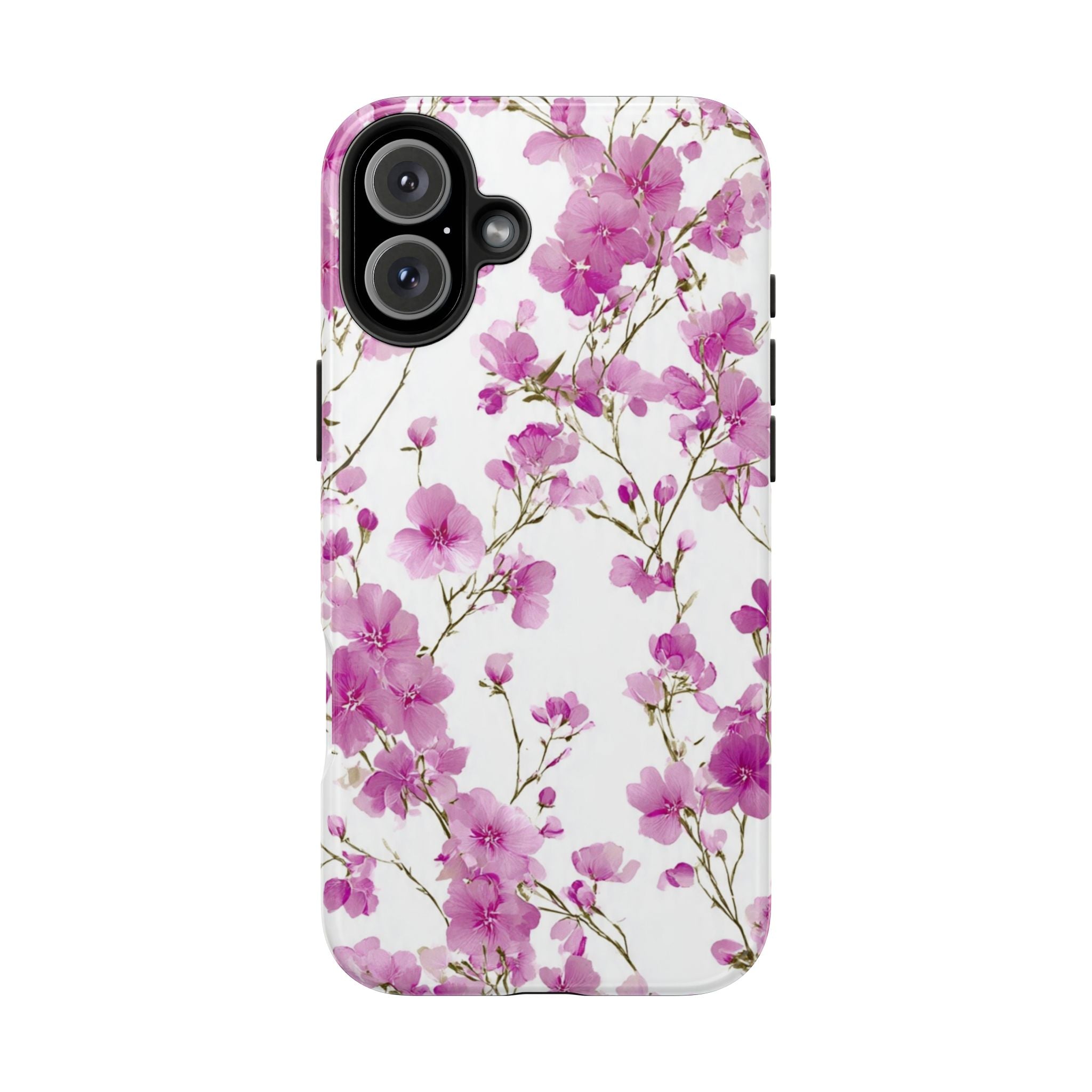 Floral Pink Blossoms Tough Phone Case — Durable Protective Phone Cover with Watercolor Cherry Blossom Design