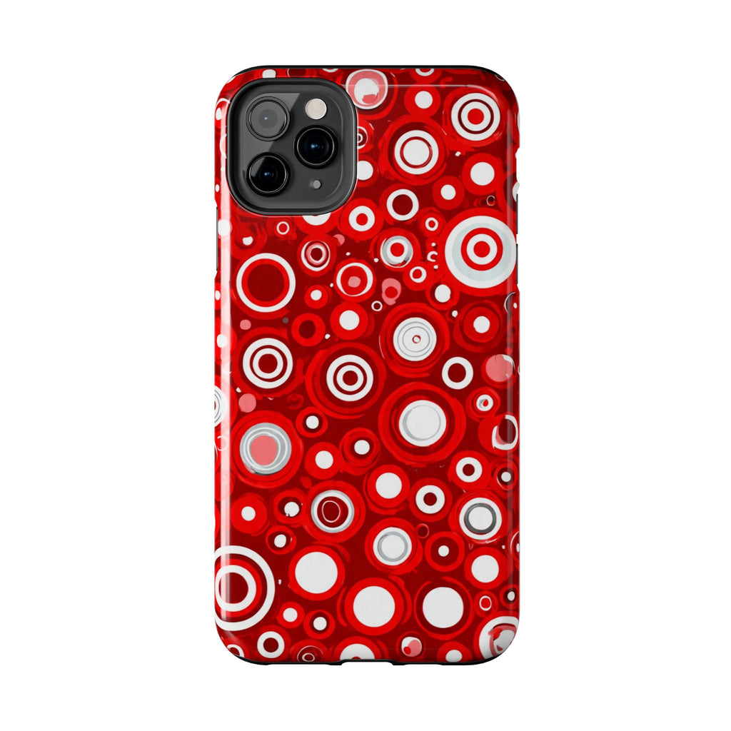 Red Retro Circles Tough Phone Case — Durable Shockproof Protective Cover