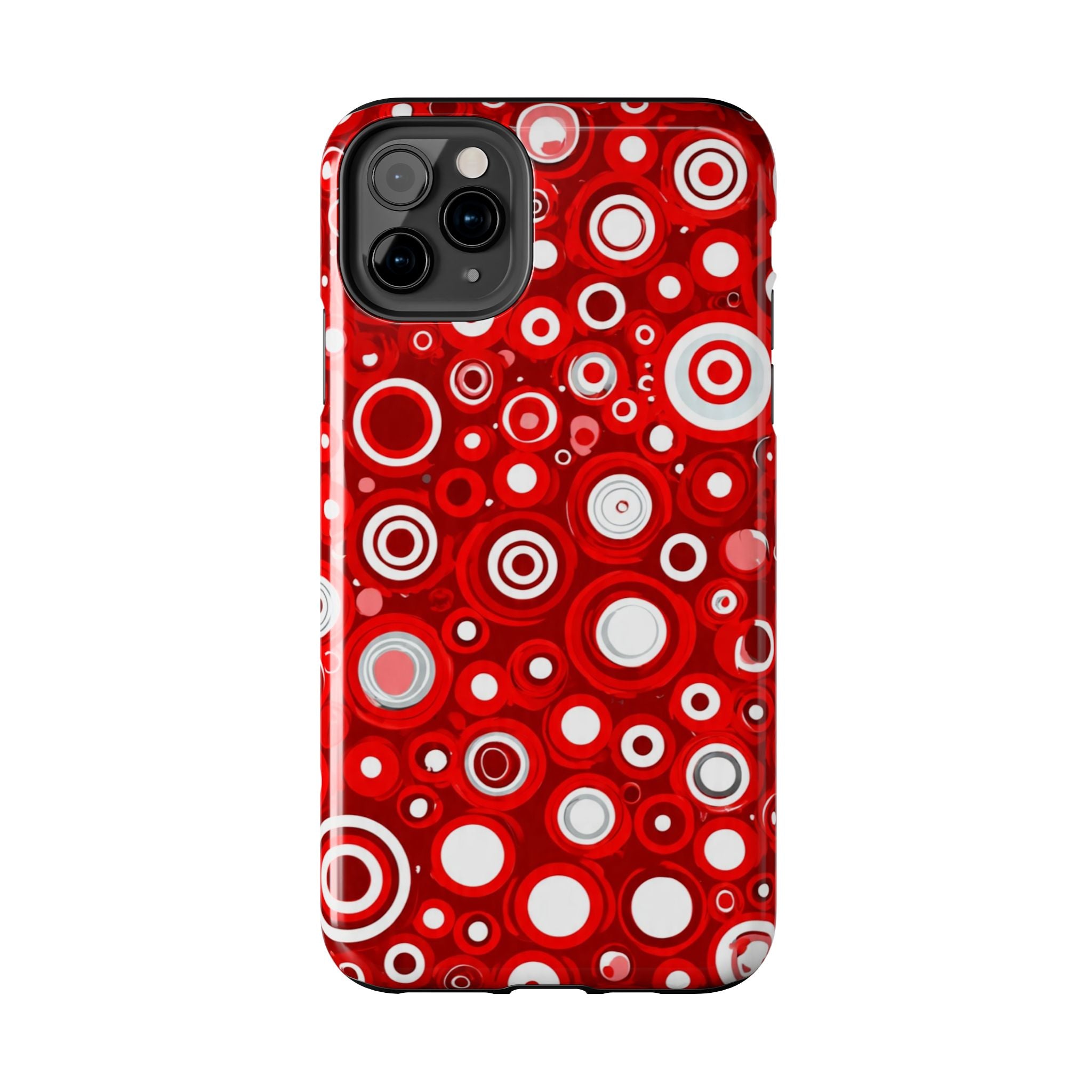 Red Retro Circles Tough Phone Case — Durable Shockproof Protective Cover