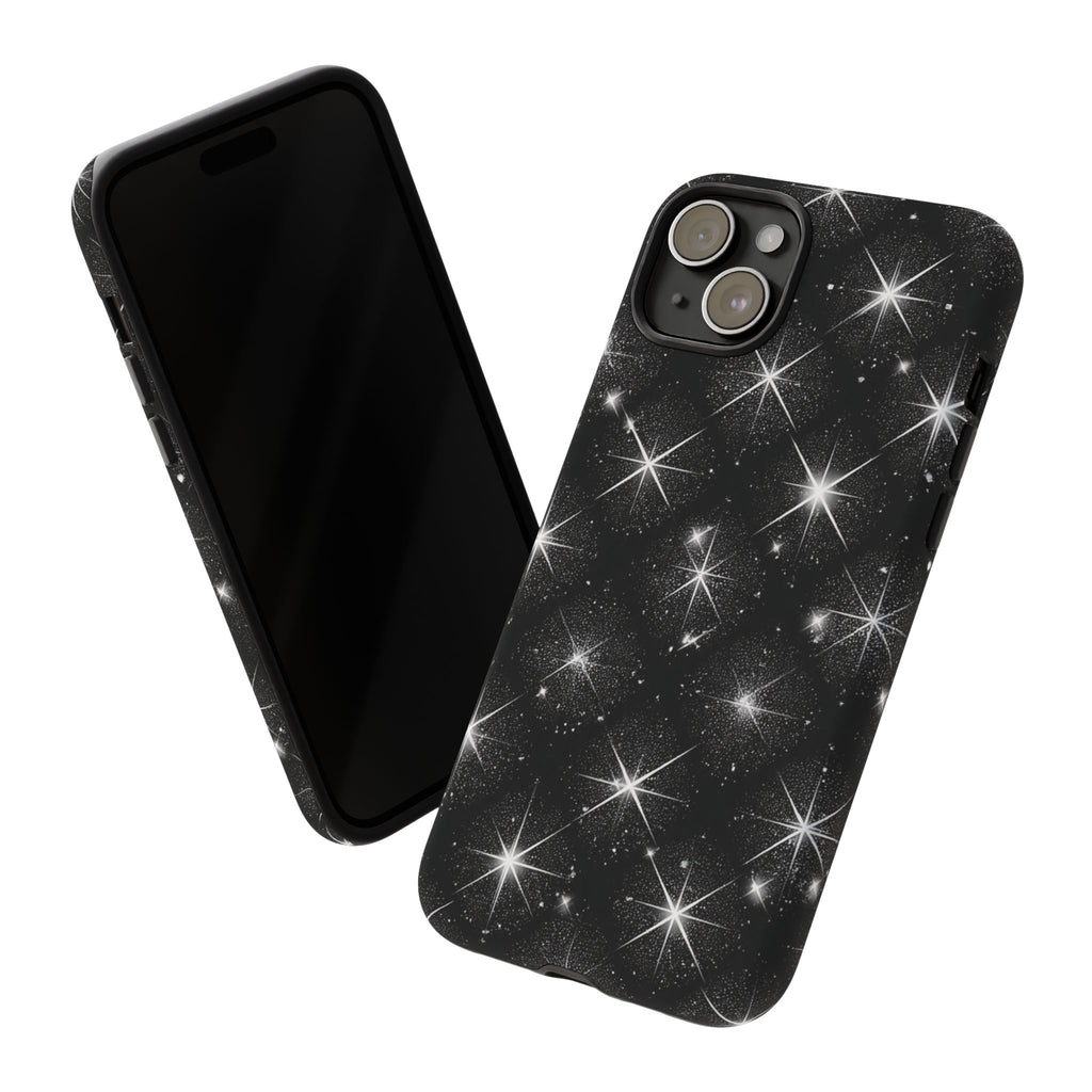 Galaxy Sparkle Tough Phone Case — Black Starfield Protective Cover