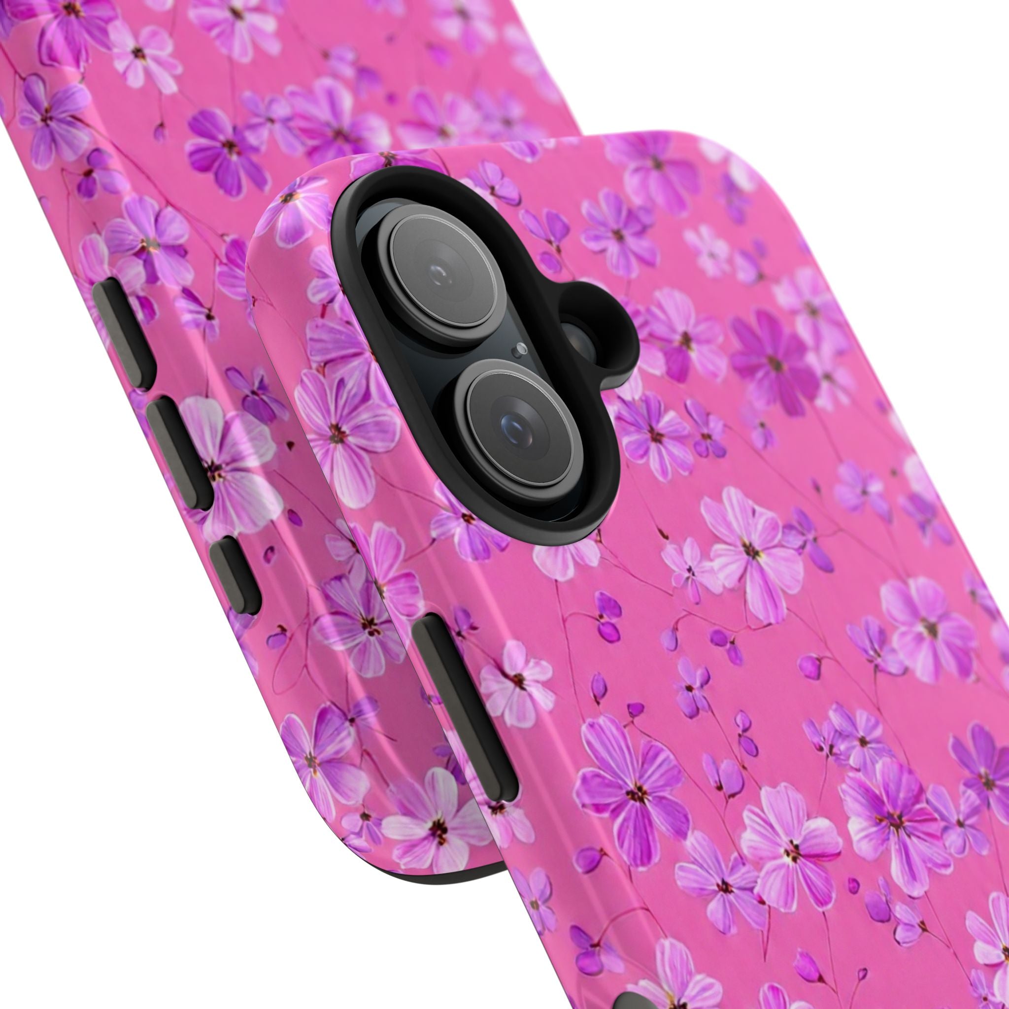 Pink Floral Tough Phone Case — Cute Purple Blossom Protective Cover