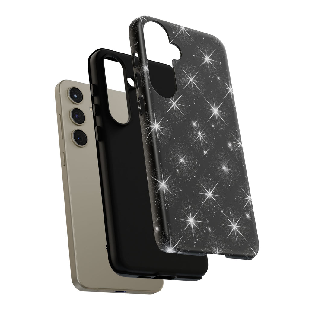 Galaxy Sparkle Tough Phone Case — Black Starfield Protective Cover