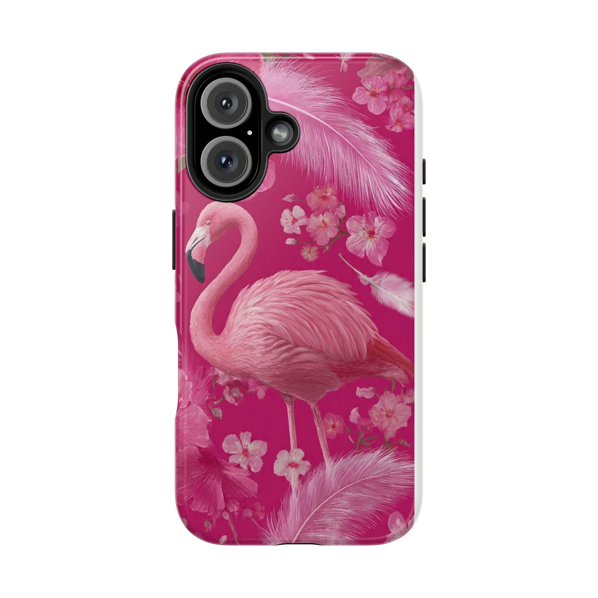 Flamingo Floral Tough Phone Case — Pink Tropical Feather Design