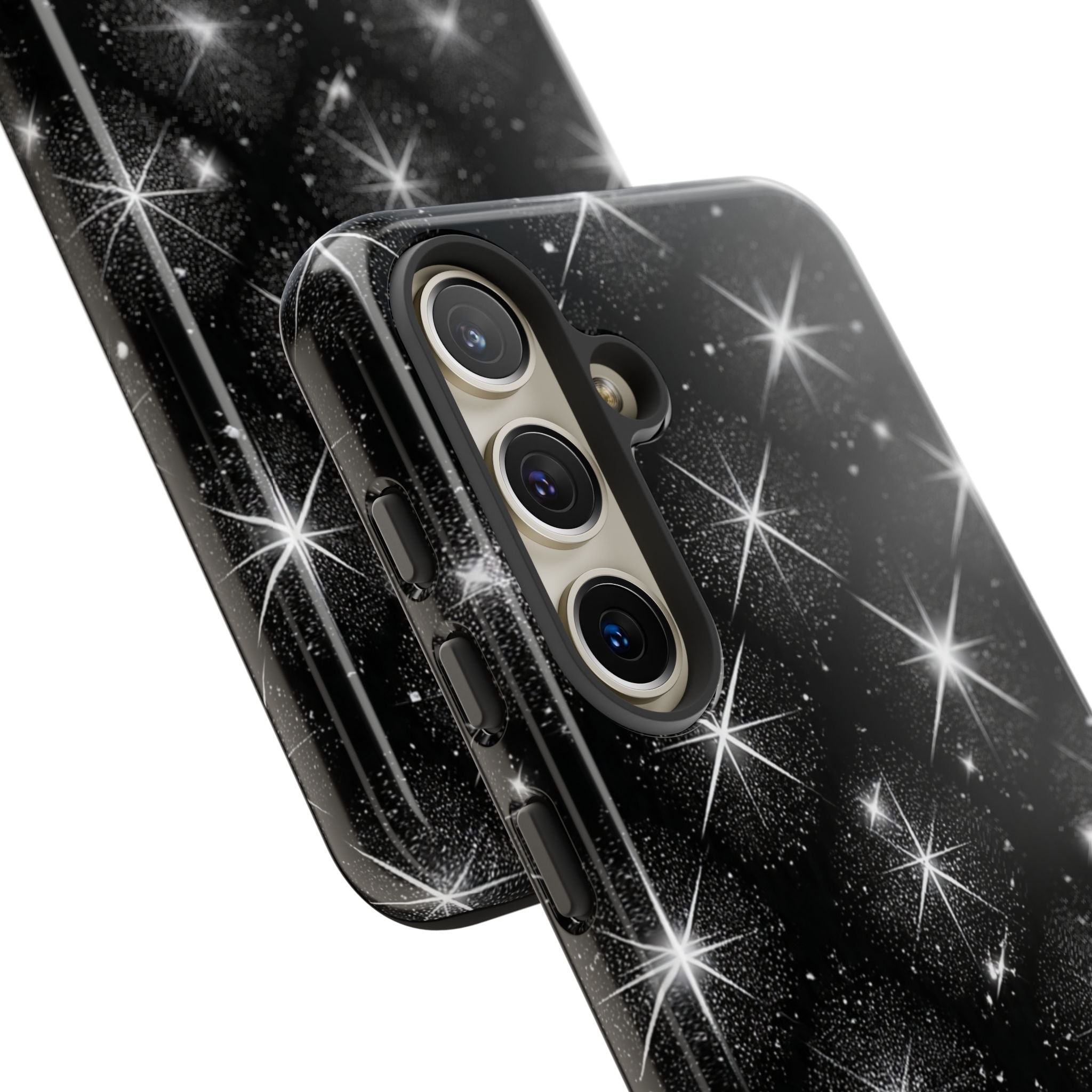 Galaxy Sparkle Tough Phone Case — Black Starfield Protective Cover