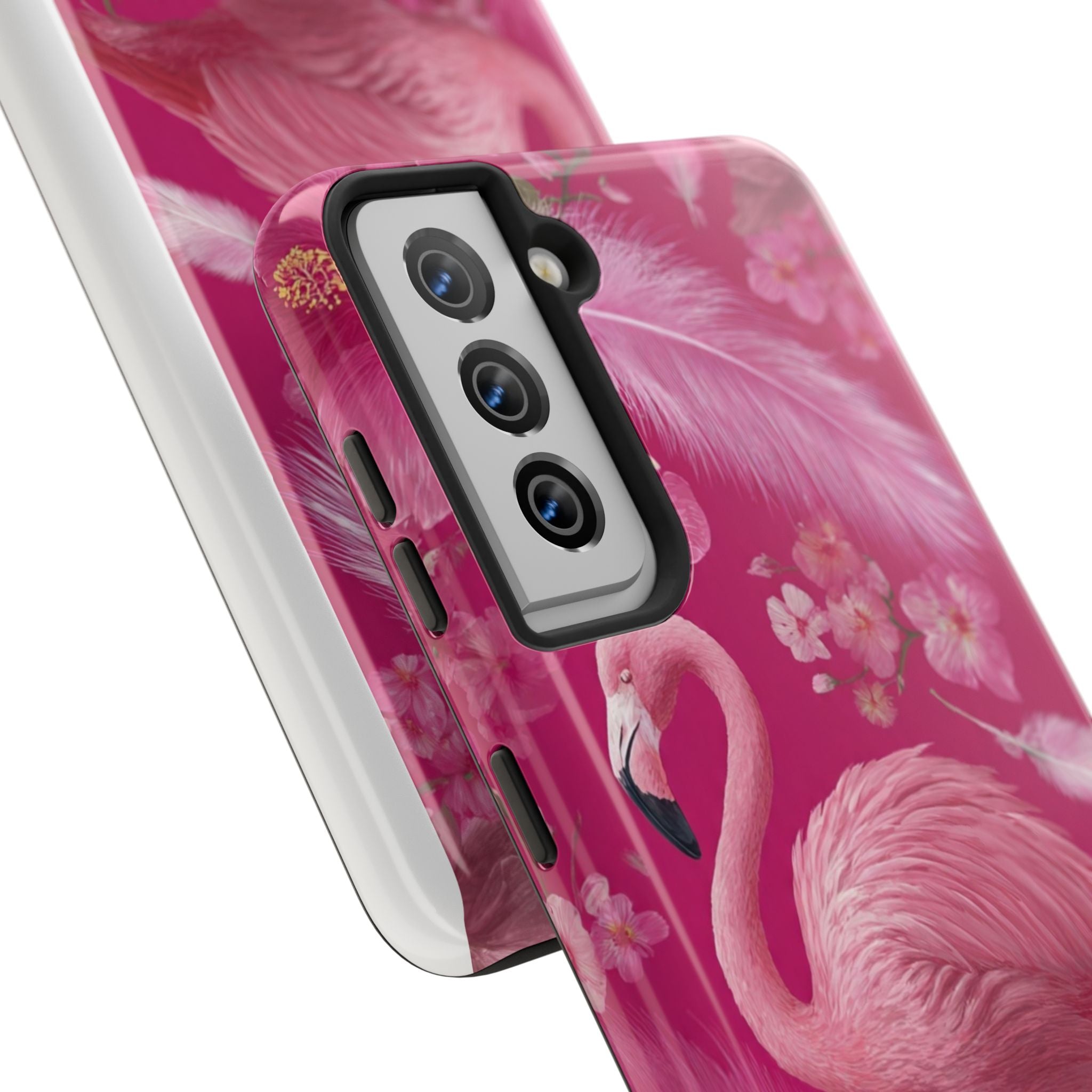 Flamingo Floral Tough Phone Case — Pink Tropical Feather Design