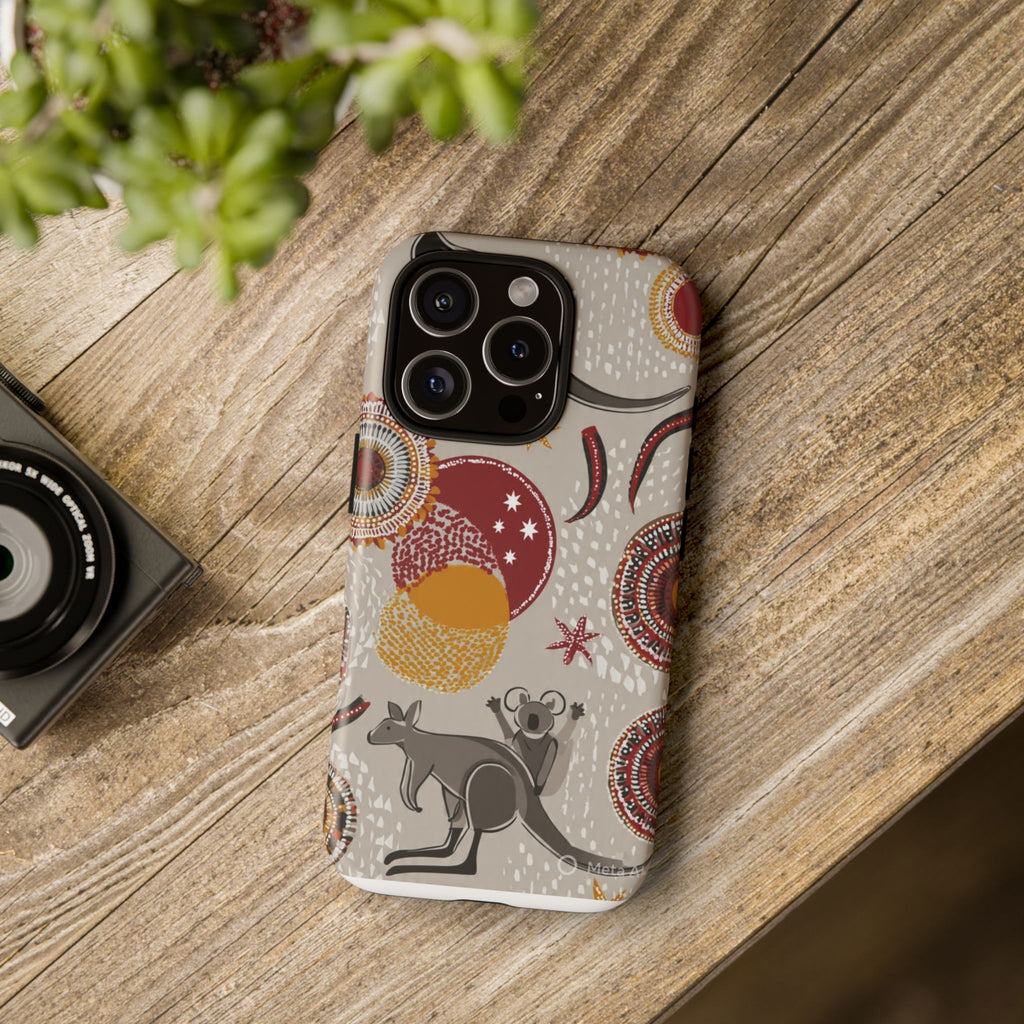 Kangaroo & Koala Aboriginal Dot Art Phone Case – Protective Tough Case