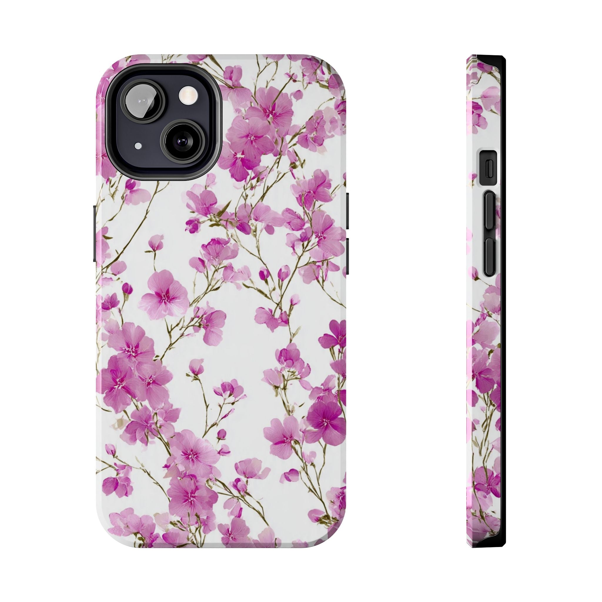 Floral Pink Blossoms Tough Phone Case — Durable Protective Phone Cover with Watercolor Cherry Blossom Design