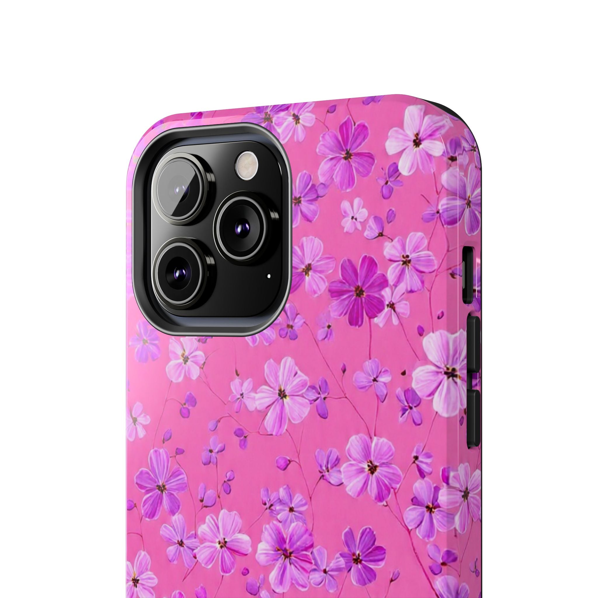 Pink Floral Tough Phone Case — Cute Purple Blossom Protective Cover
