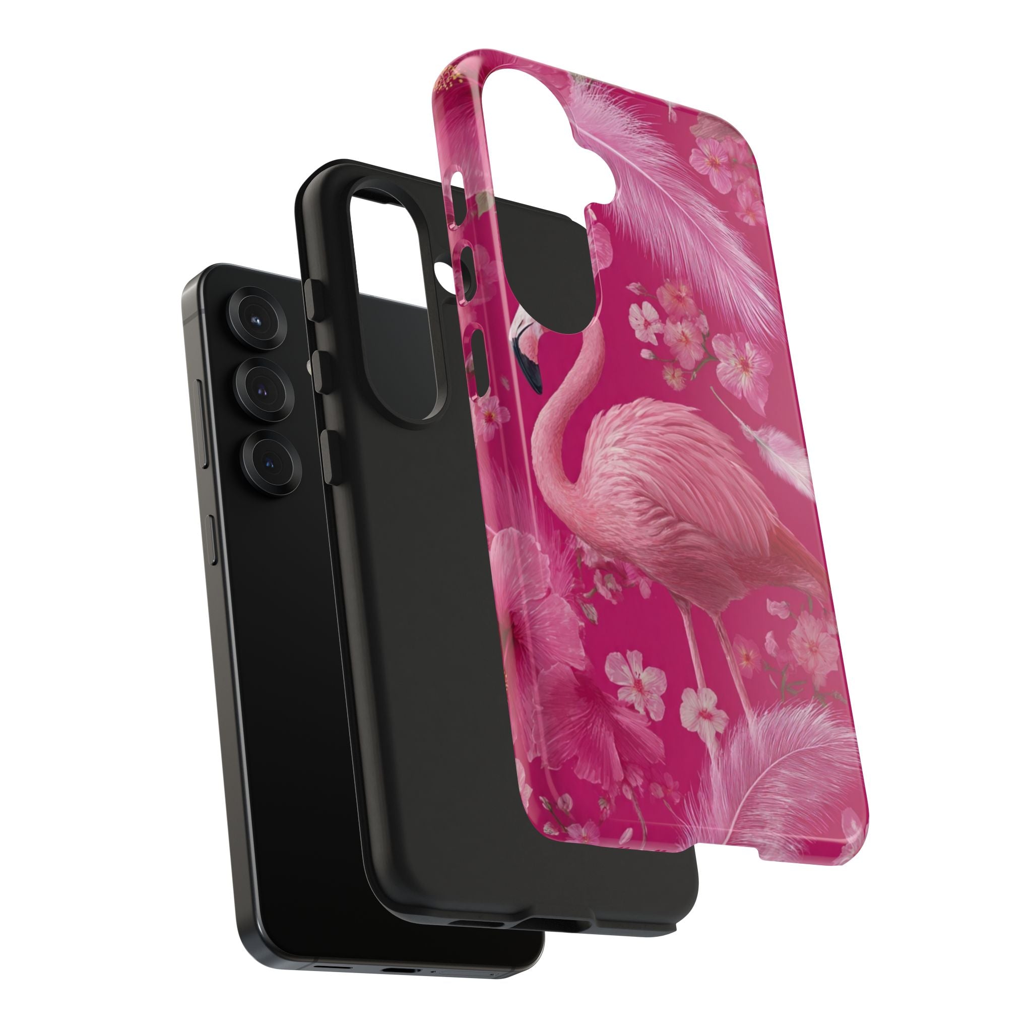 Flamingo Floral Tough Phone Case — Pink Tropical Feather Design