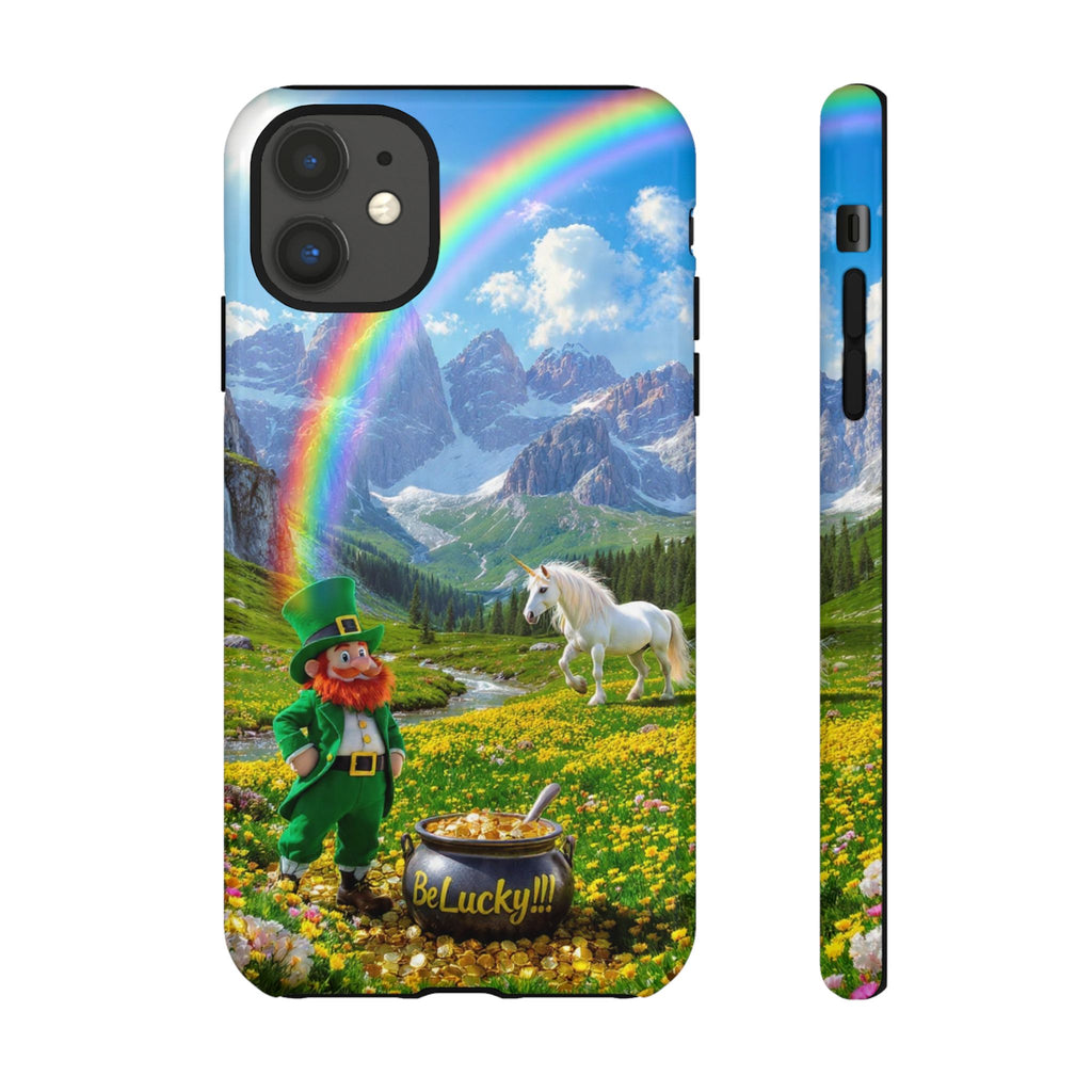 Lucky Leprechaun & Unicorn Phone Case — Rainbow Pot of Gold Protective Cover