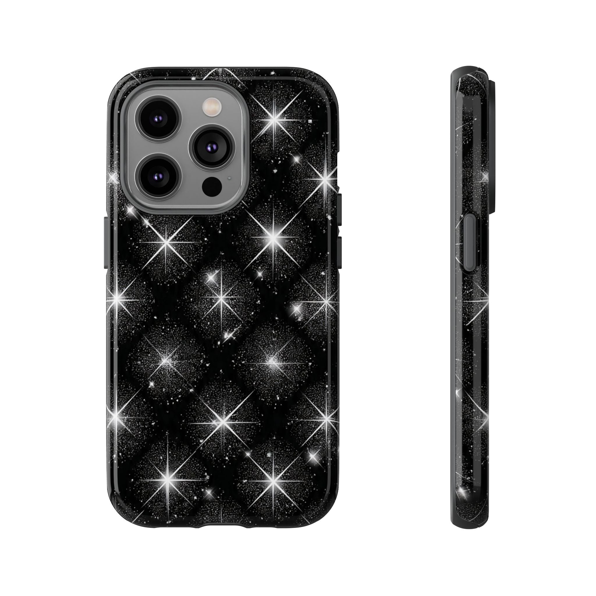 Galaxy Sparkle Tough Phone Case — Black Starfield Protective Cover