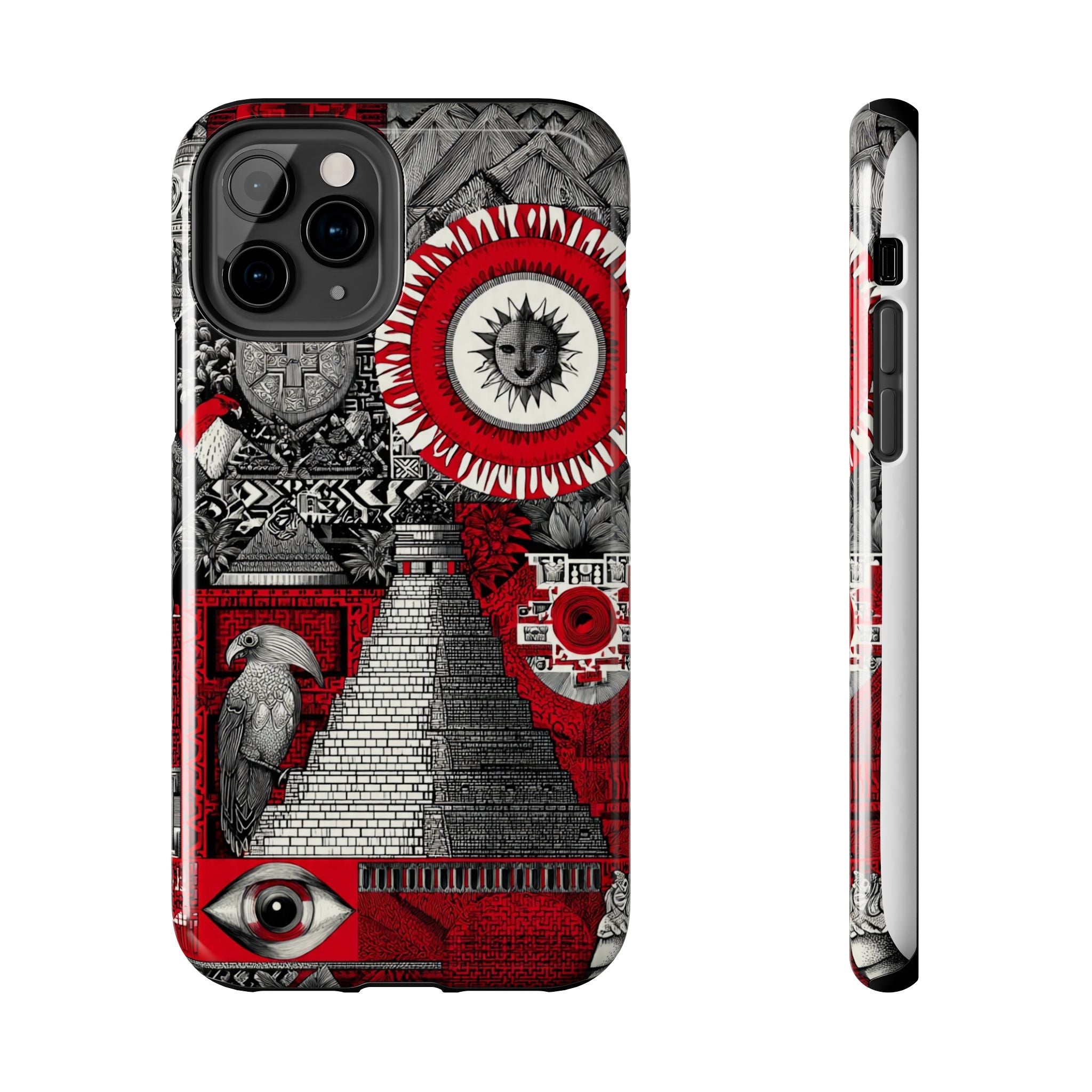 Tough Phone Case — Red Inca Pyramid Collage (Sun & Raven)