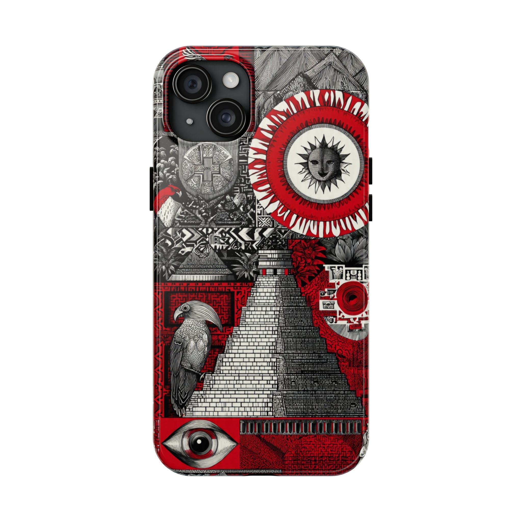 Tough Phone Case — Red Inca Pyramid Collage (Sun & Raven)