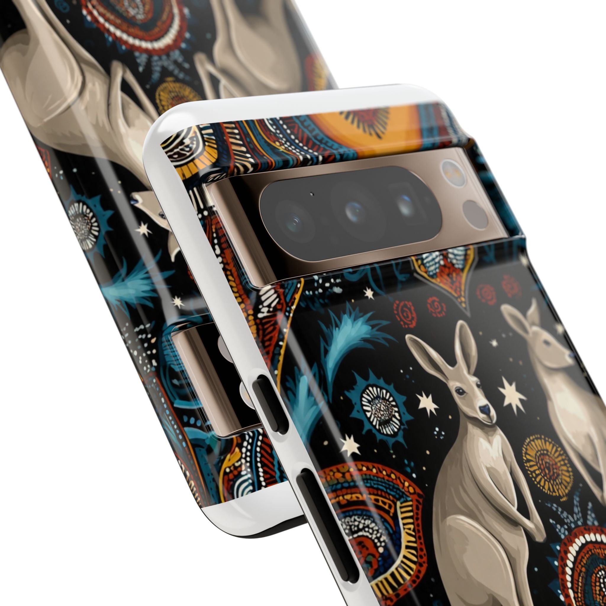 Kangaroo & Boomerang Tough Phone Case — Australian Wildlife Pattern