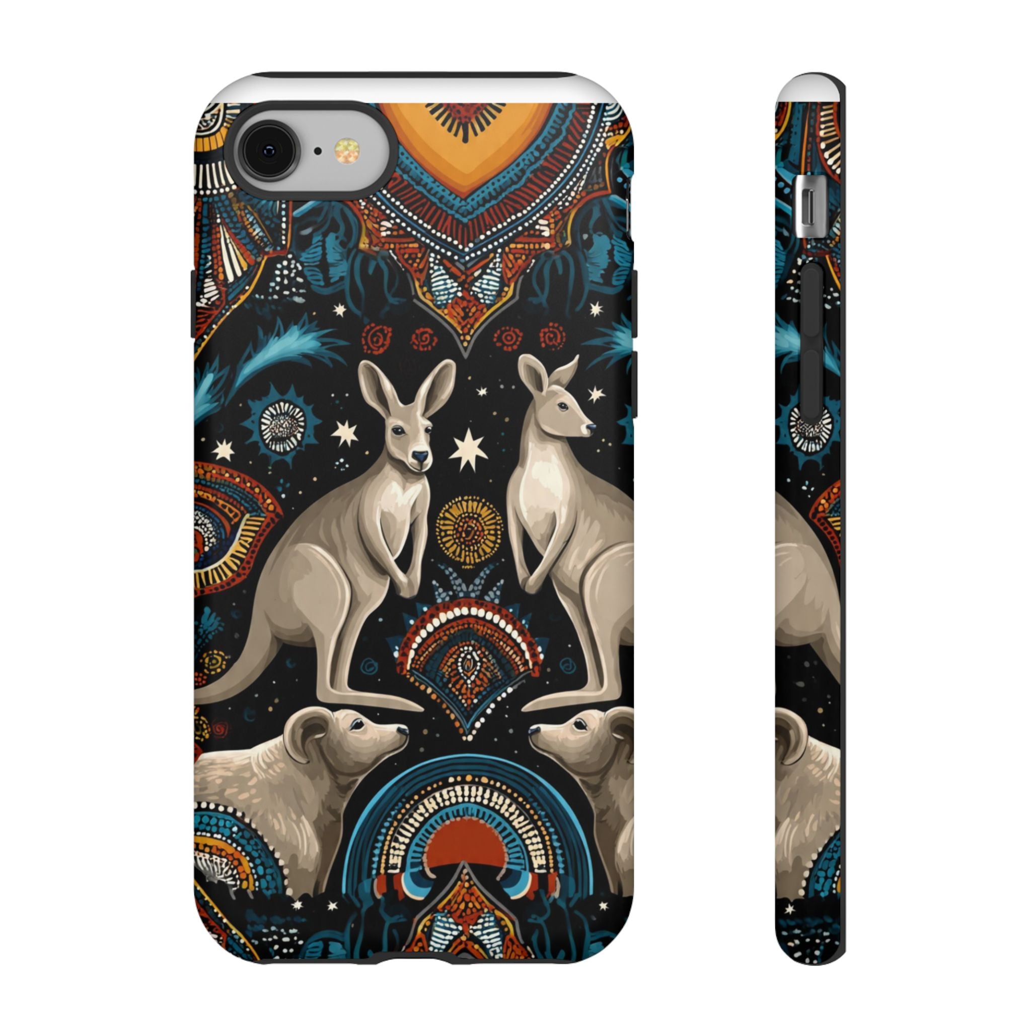 Kangaroo & Boomerang Tough Phone Case — Australian Wildlife Pattern