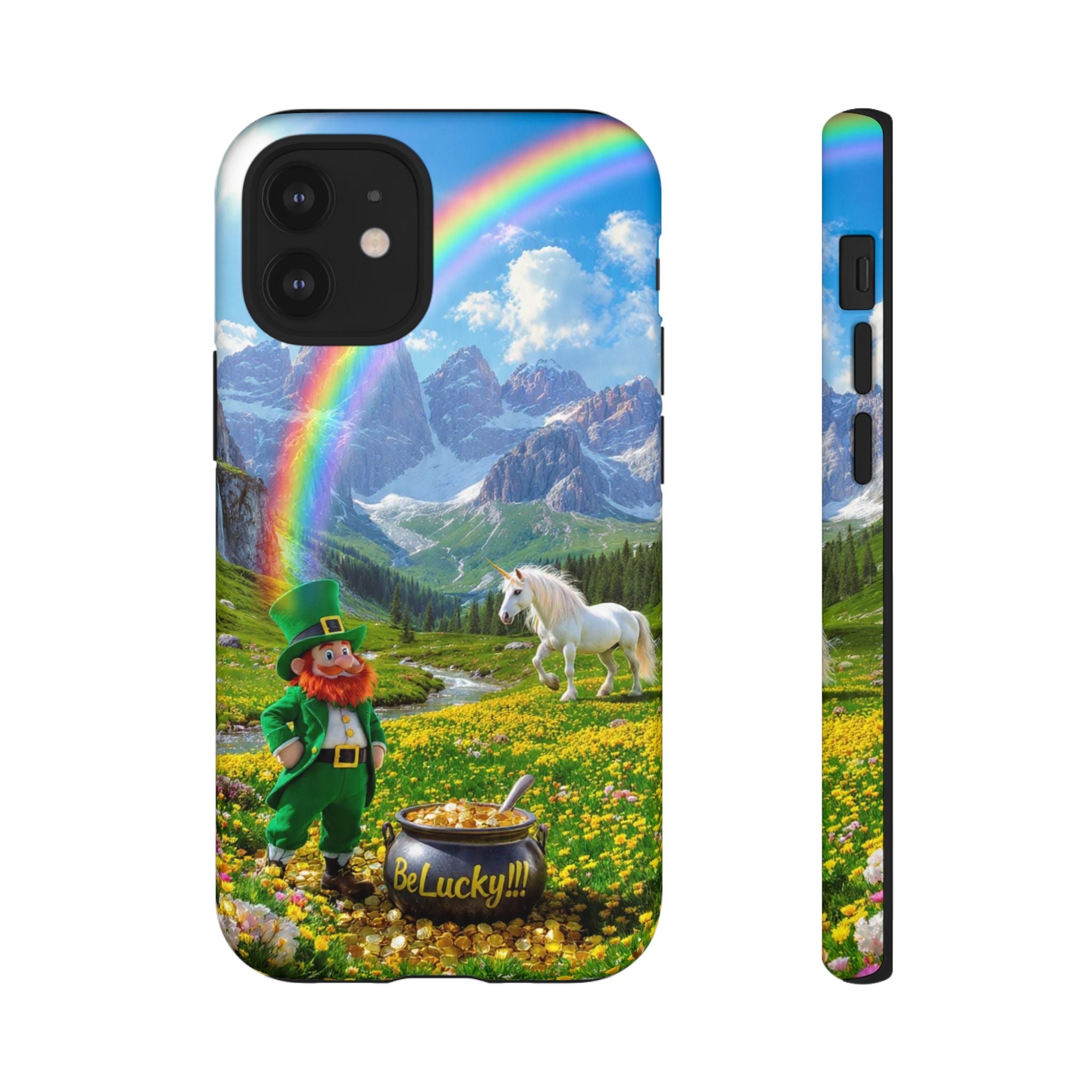 Lucky Leprechaun & Unicorn Phone Case — Rainbow Pot of Gold Protective Cover