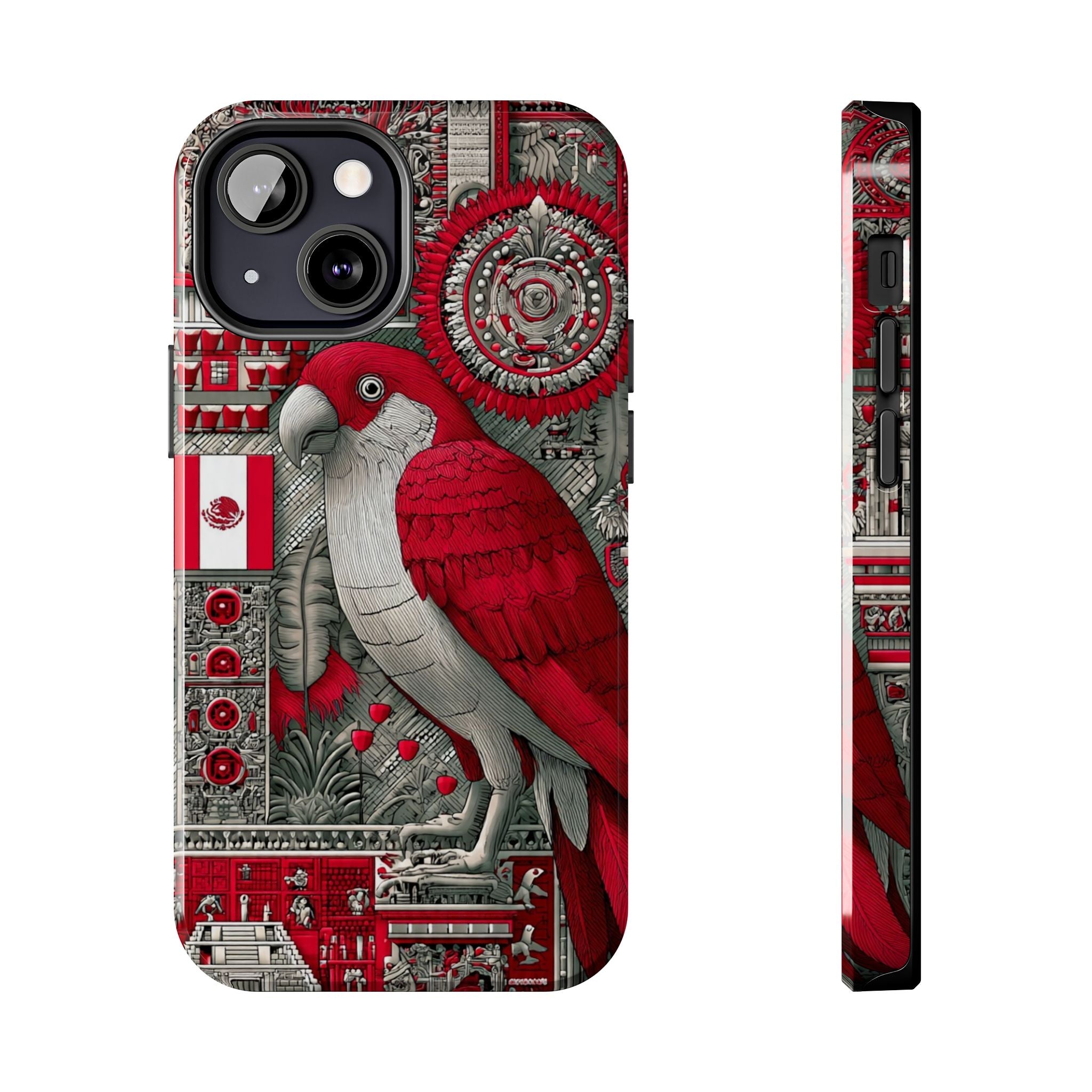 Tough Phone Case — Red Parrot Graphic Impact-Resistant Phone Cover