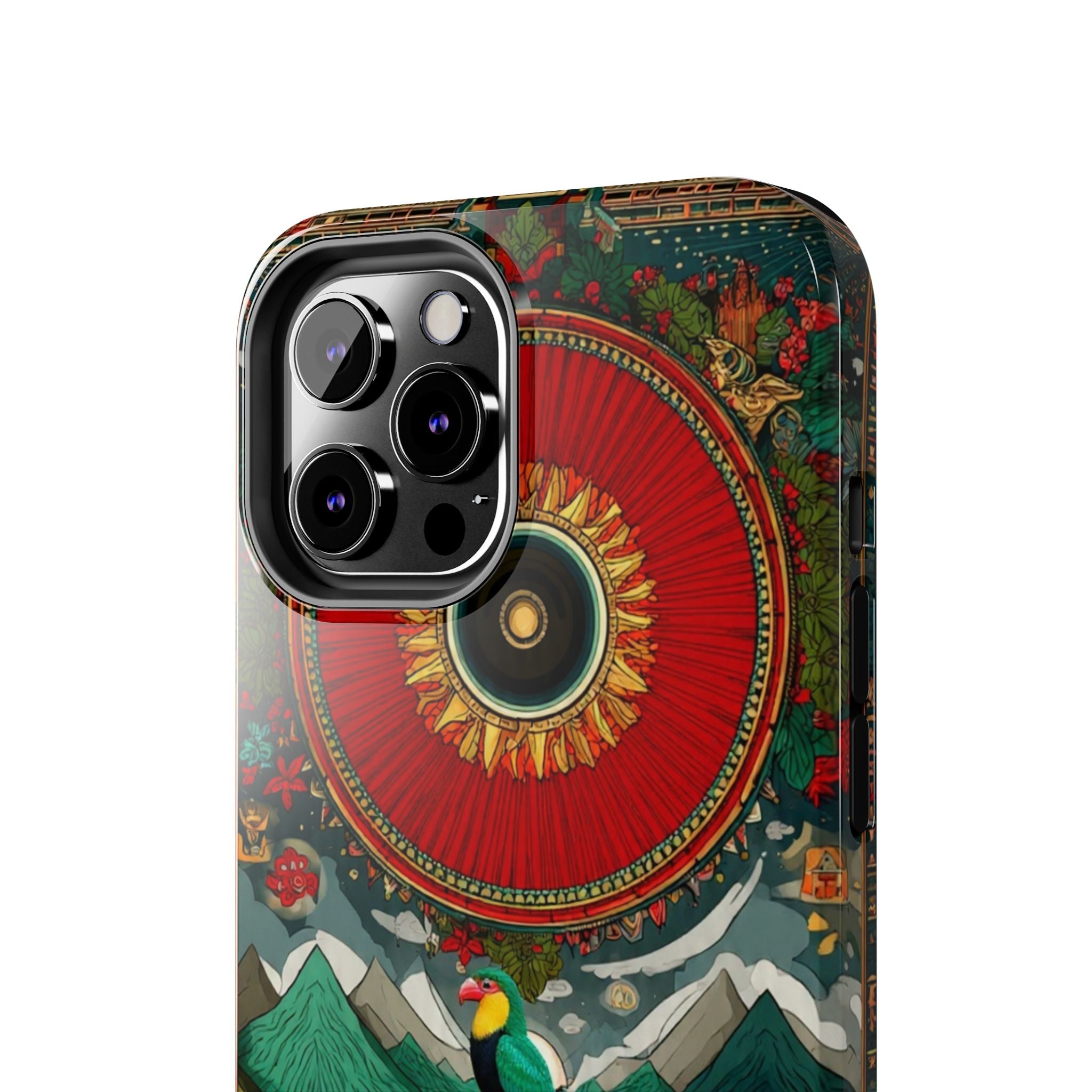 Tough Phone Case — Vibrant Tropical Mountain Bird Design