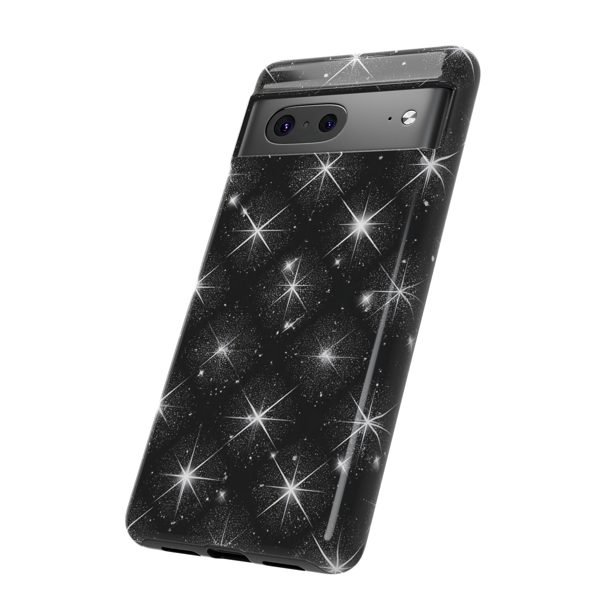 Galaxy Sparkle Tough Phone Case — Black Starfield Protective Cover