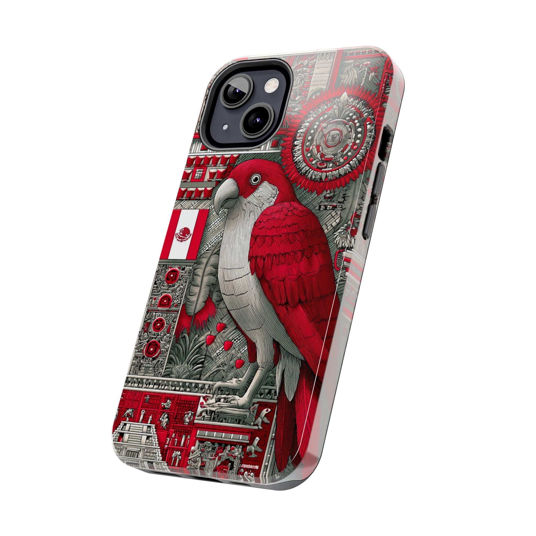 Tough Phone Case — Red Parrot Graphic Impact-Resistant Phone Cover