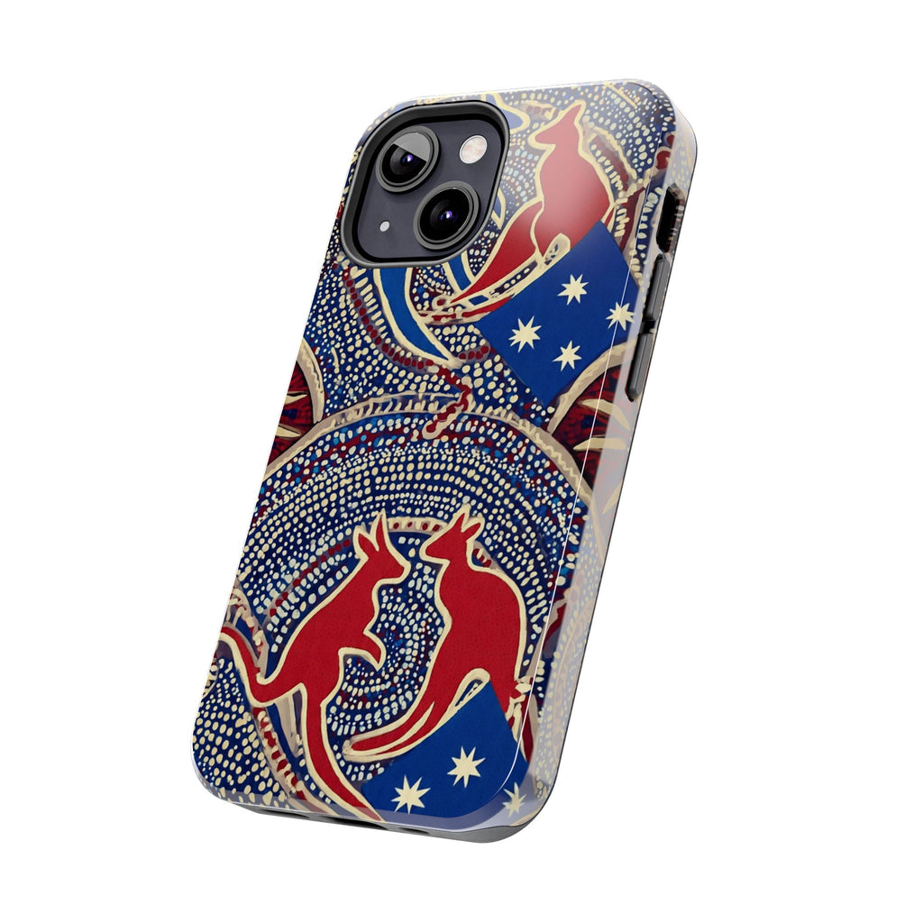 Australian Aboriginal Style Kangaroo Tough Phone Case — Patriotic Dot Art Phone Cover