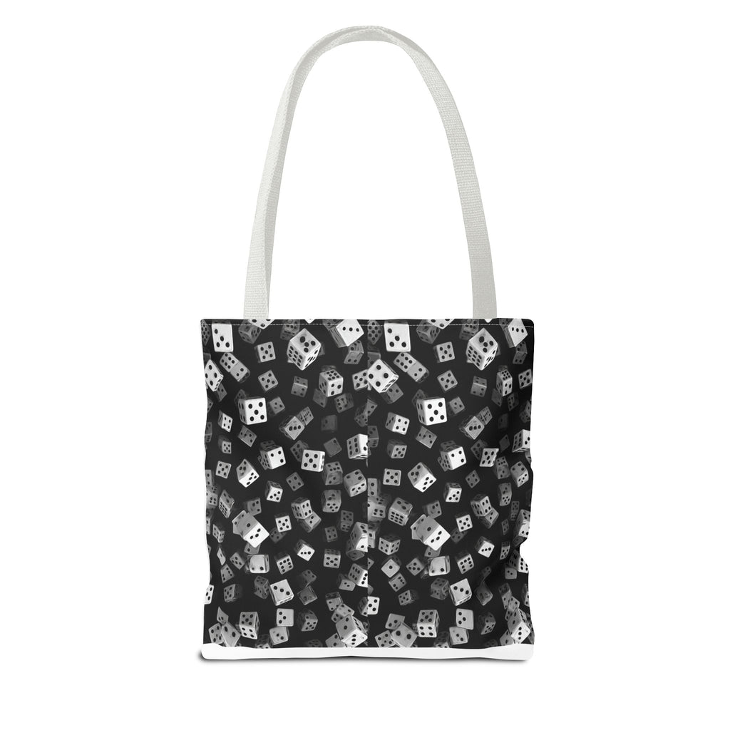 Dice Pattern Tote Bag — Black & White Gaming Dice All-Over Print