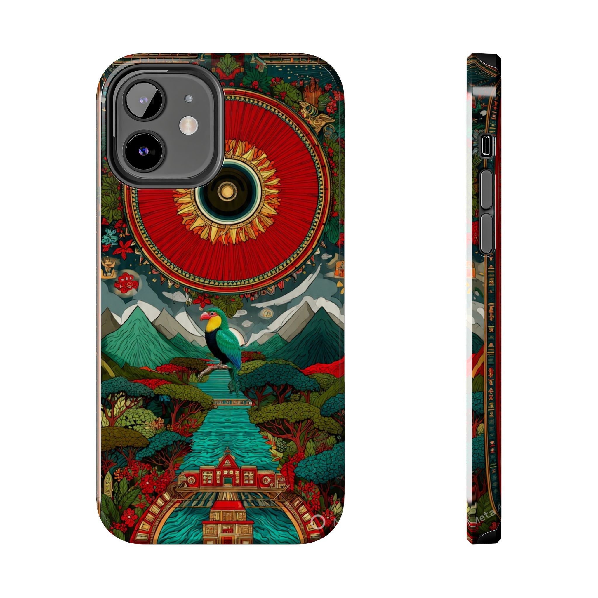 Tough Phone Case — Vibrant Tropical Mountain Bird Design