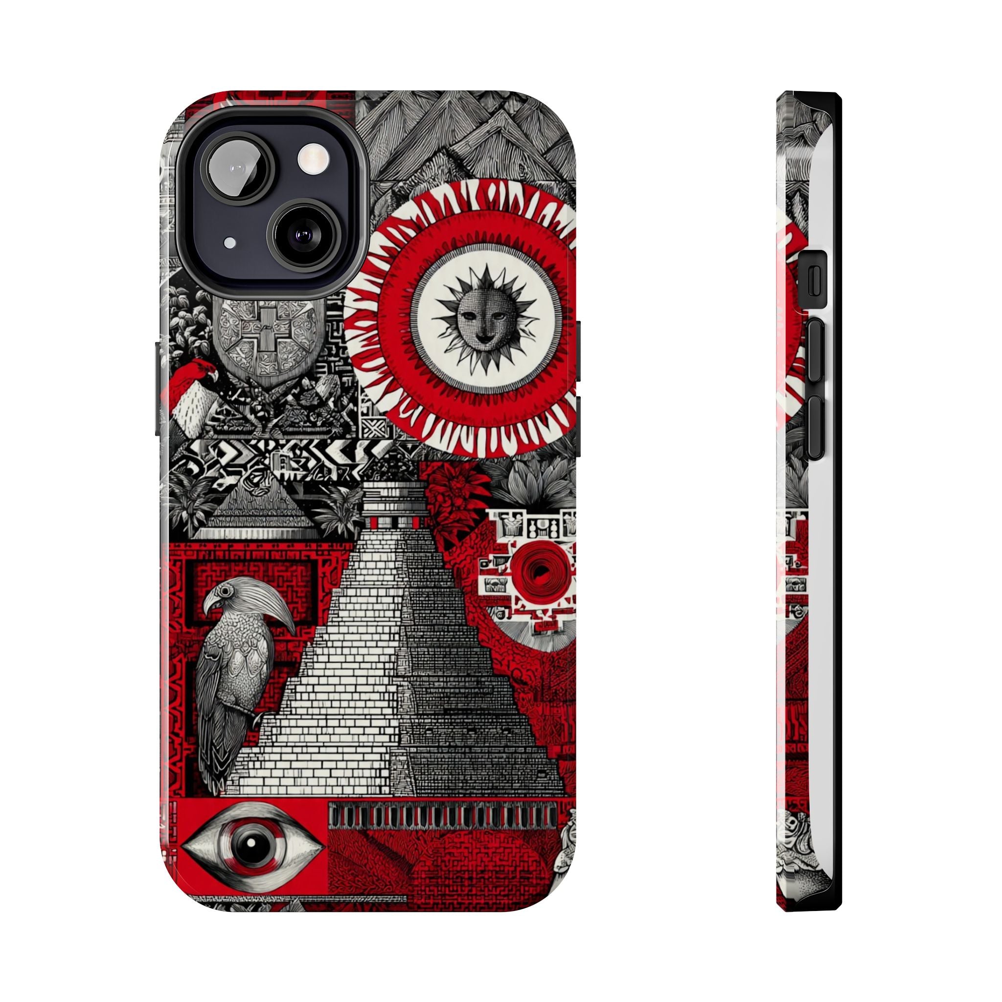 Tough Phone Case — Red Inca Pyramid Collage (Sun & Raven)